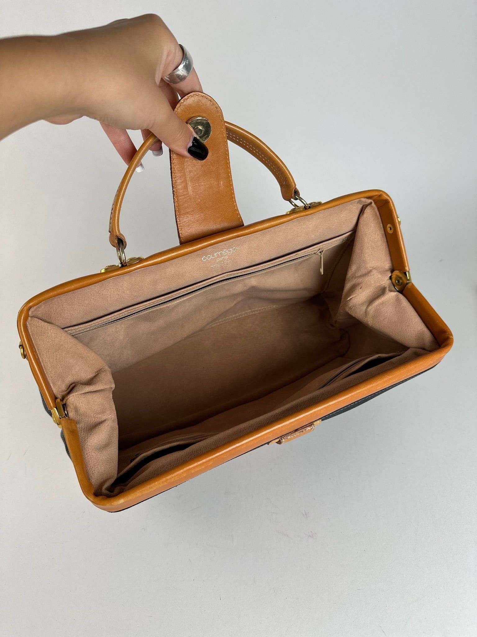 Courreges Vintage leather bag brown black Size ONE SIZE - 3 Thumbnail