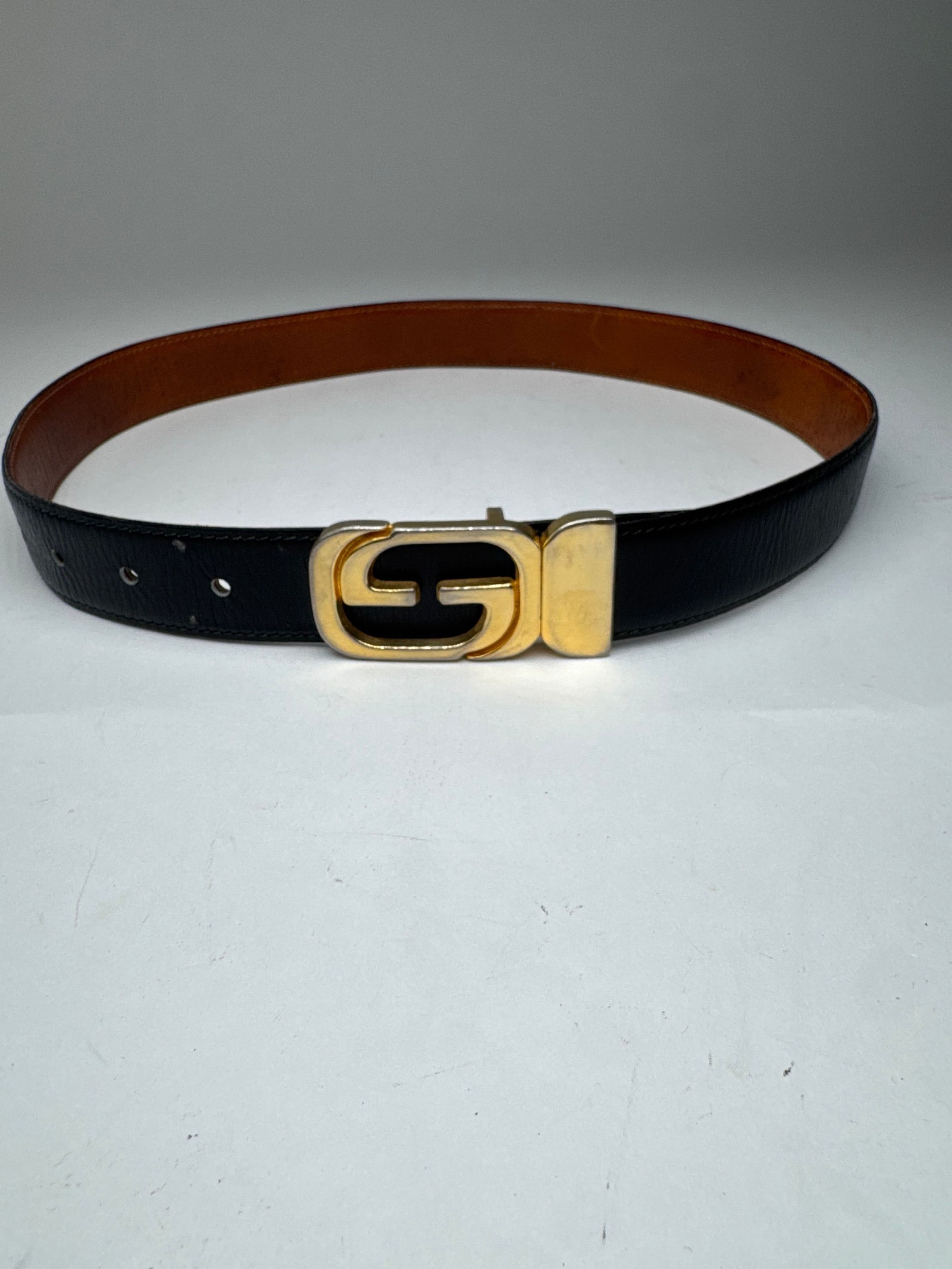 Gucci Vintage Leather belt black Size ONE SIZE - 3 Thumbnail