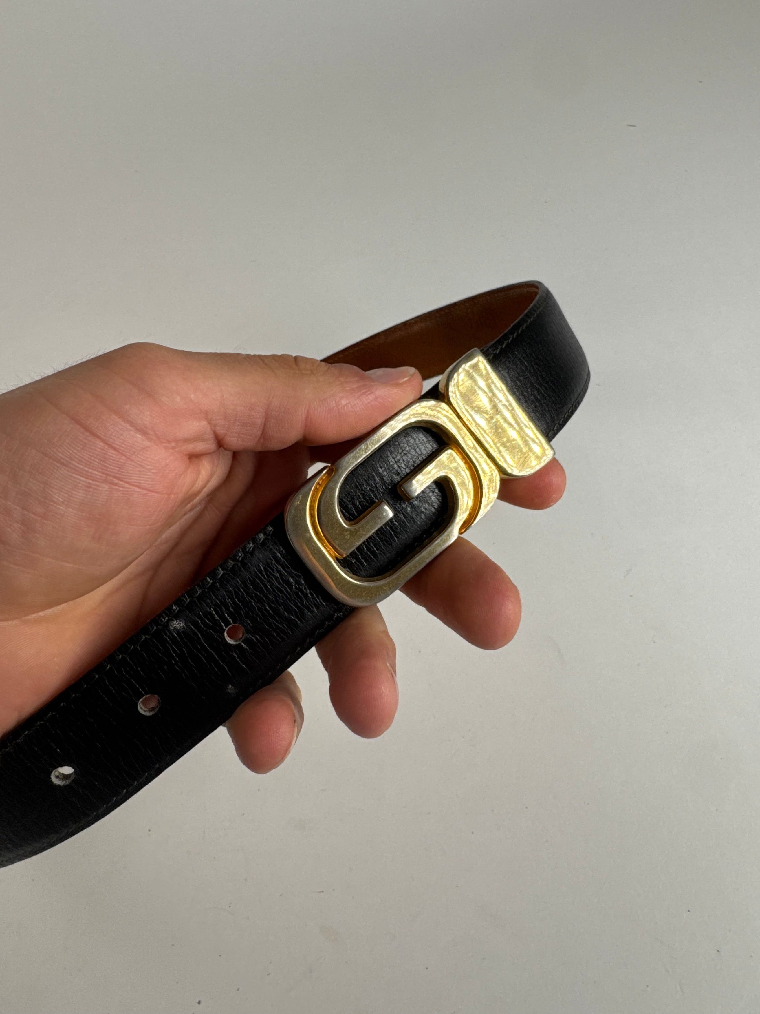 Gucci Vintage Leather belt black Size ONE SIZE - 2 Thumbnail