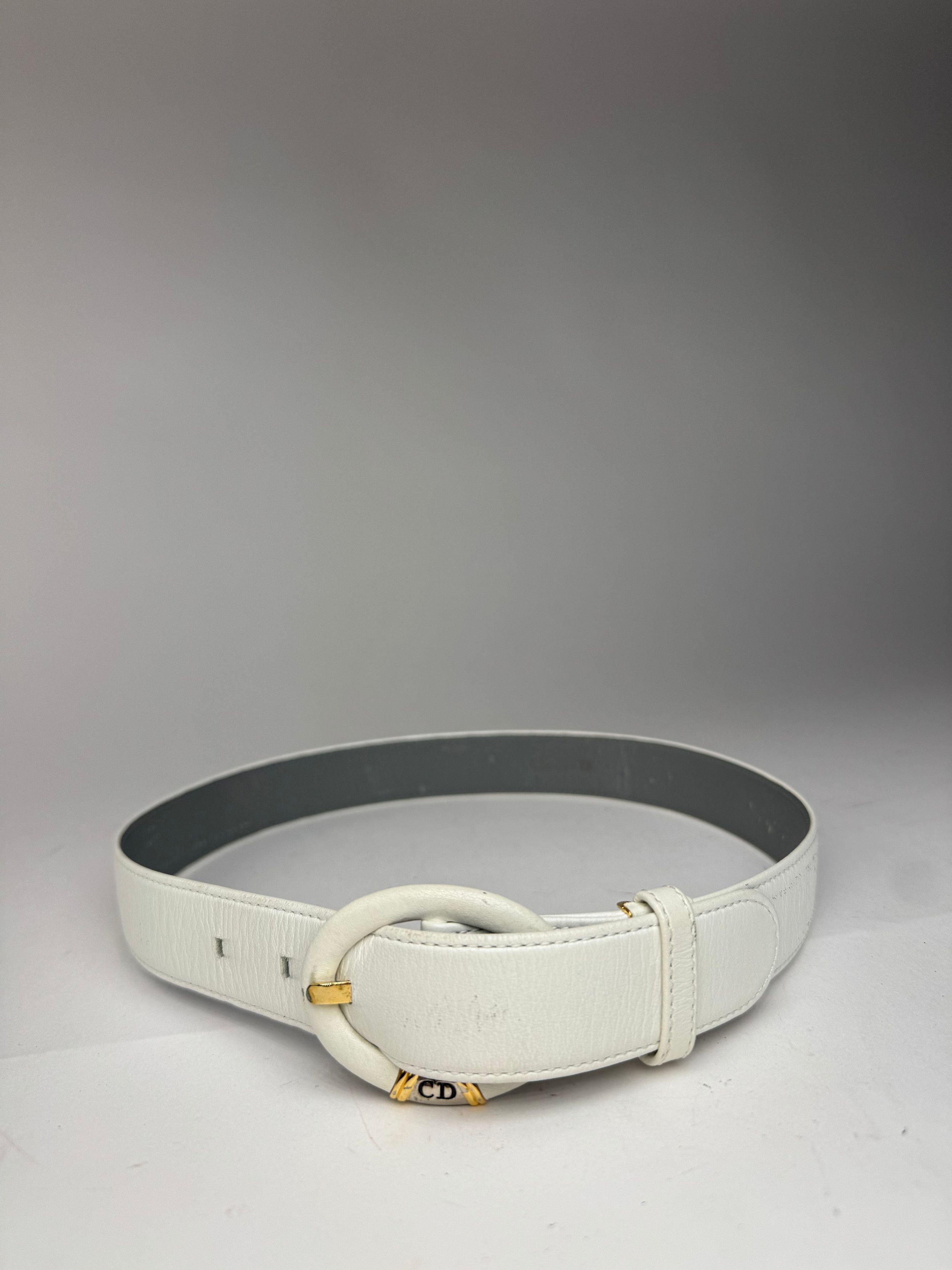 Dior Vintage Leather belt white Size ONE SIZE - 4 Thumbnail
