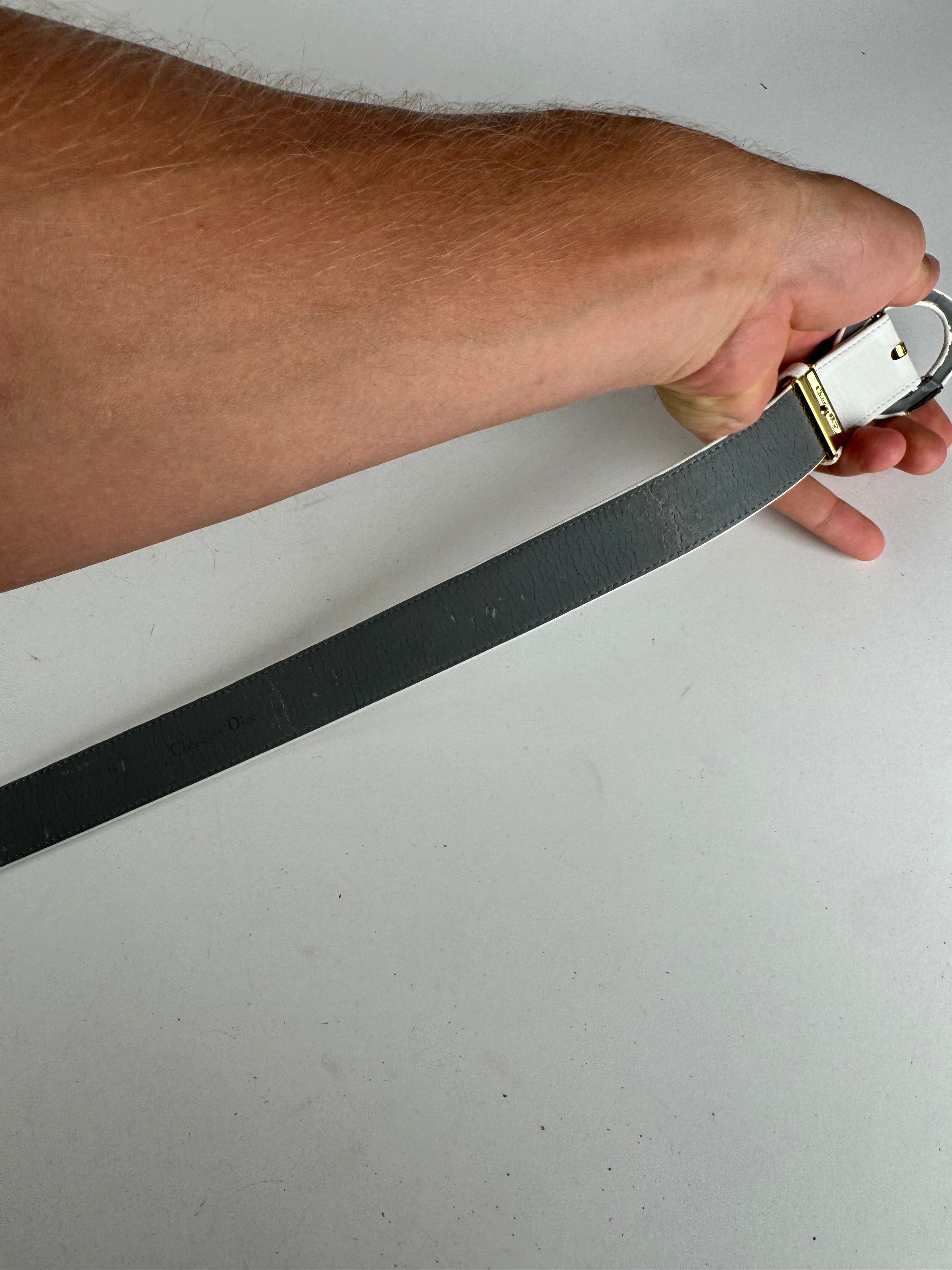 Dior Vintage Leather belt white Size ONE SIZE - 7 Thumbnail