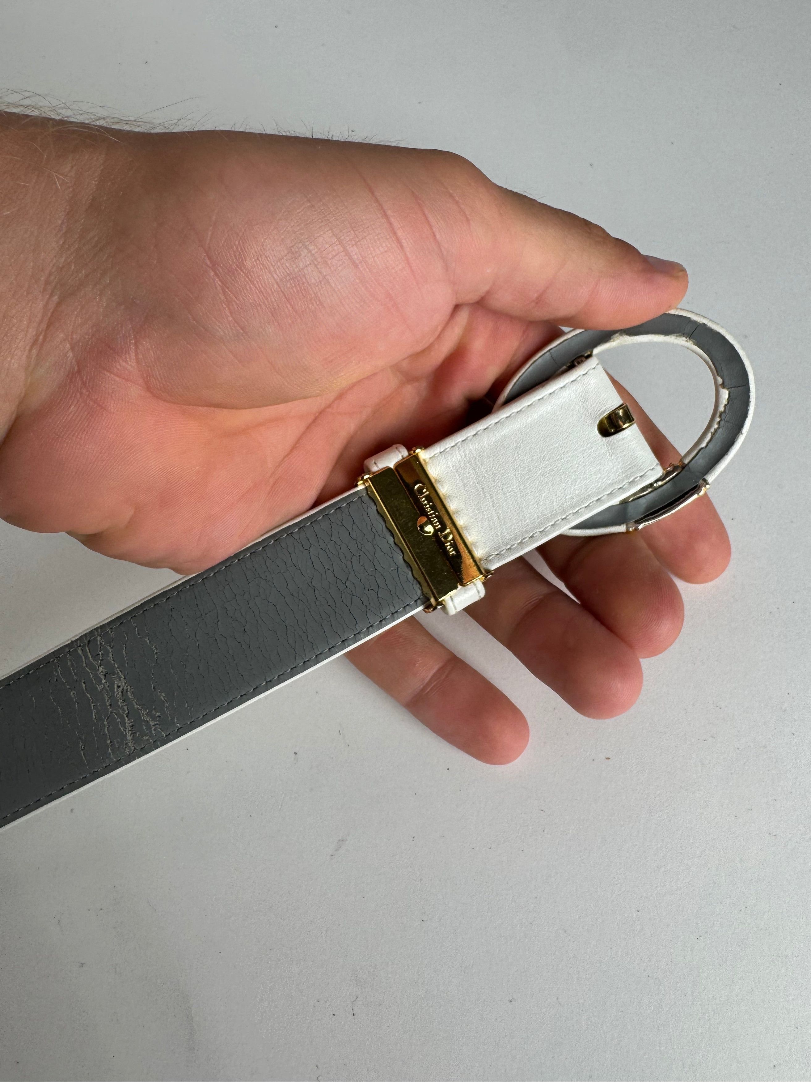 Dior Vintage Leather belt white Size ONE SIZE - 6 Thumbnail