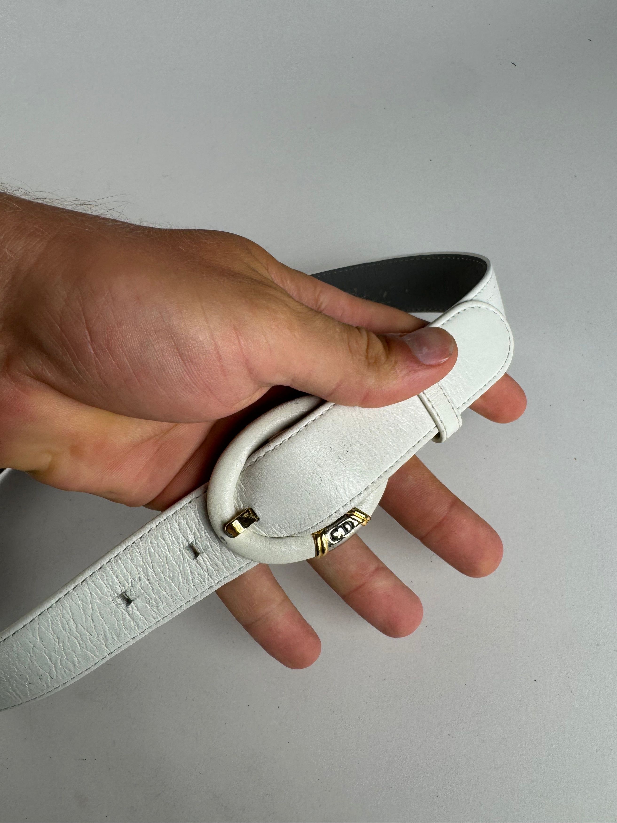 Dior Vintage Leather belt white Size ONE SIZE - 5 Thumbnail