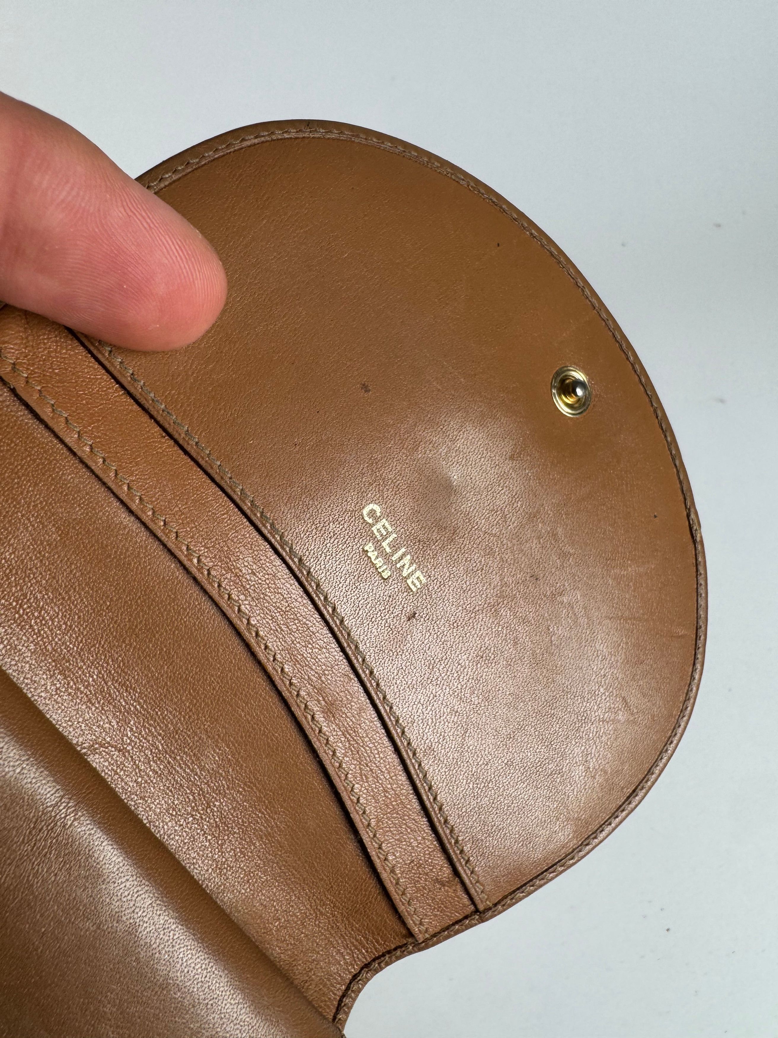Celine Vintage Triomphe Leather wallet beige brown Size ONE SIZE - 4 Thumbnail