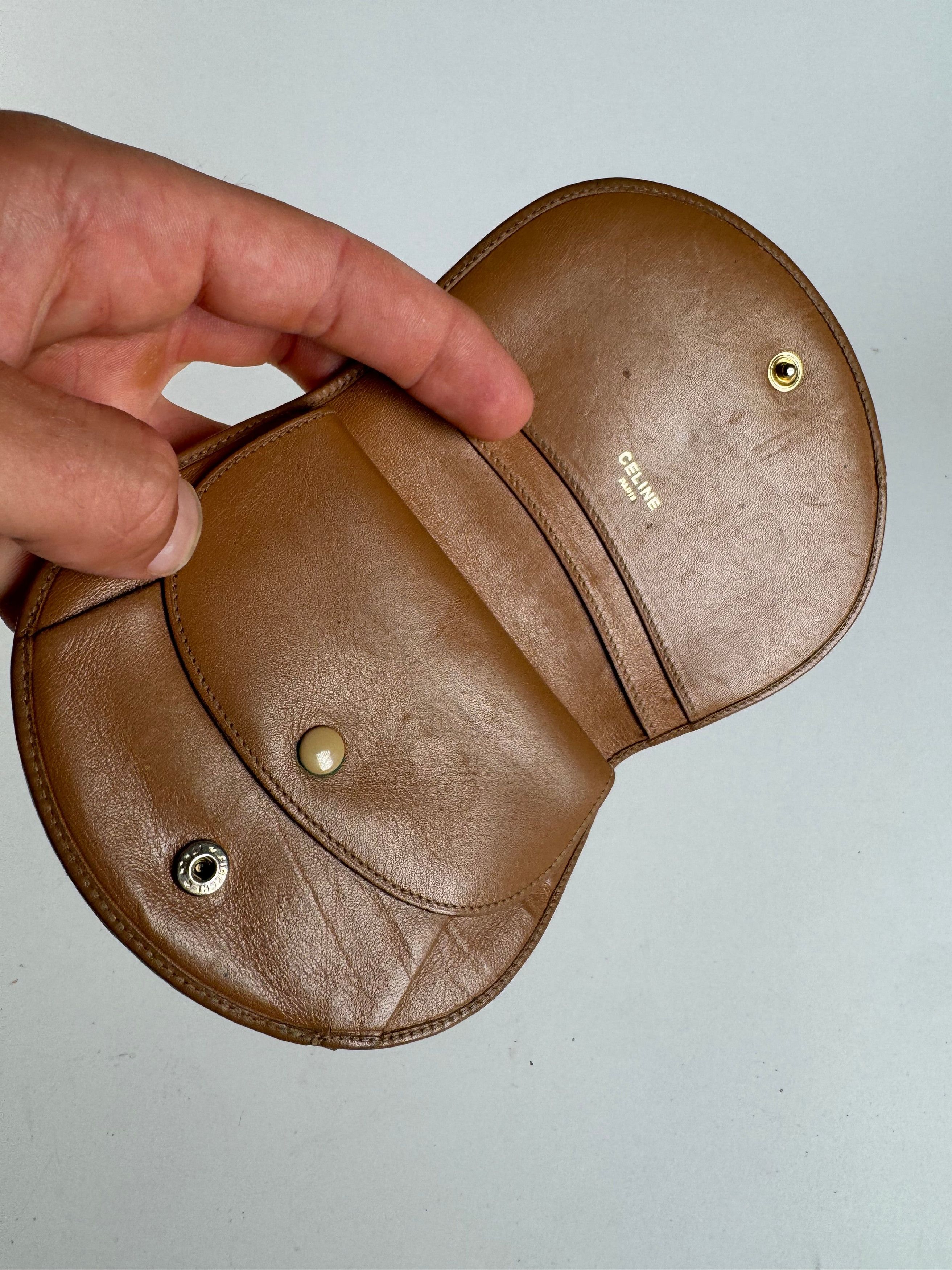 Celine Vintage Triomphe Leather wallet beige brown Size ONE SIZE - 3 Thumbnail