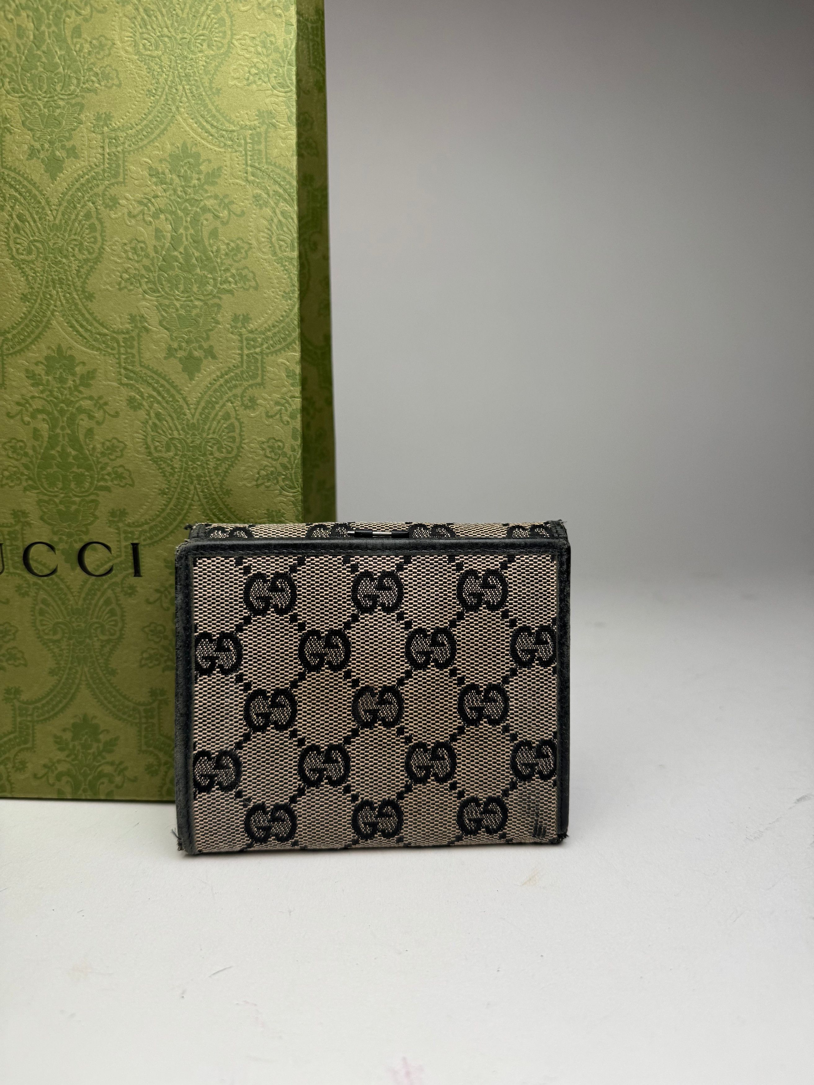 Gucci Vintage Monogram wallet black brown Size ONE SIZE - 2 Thumbnail
