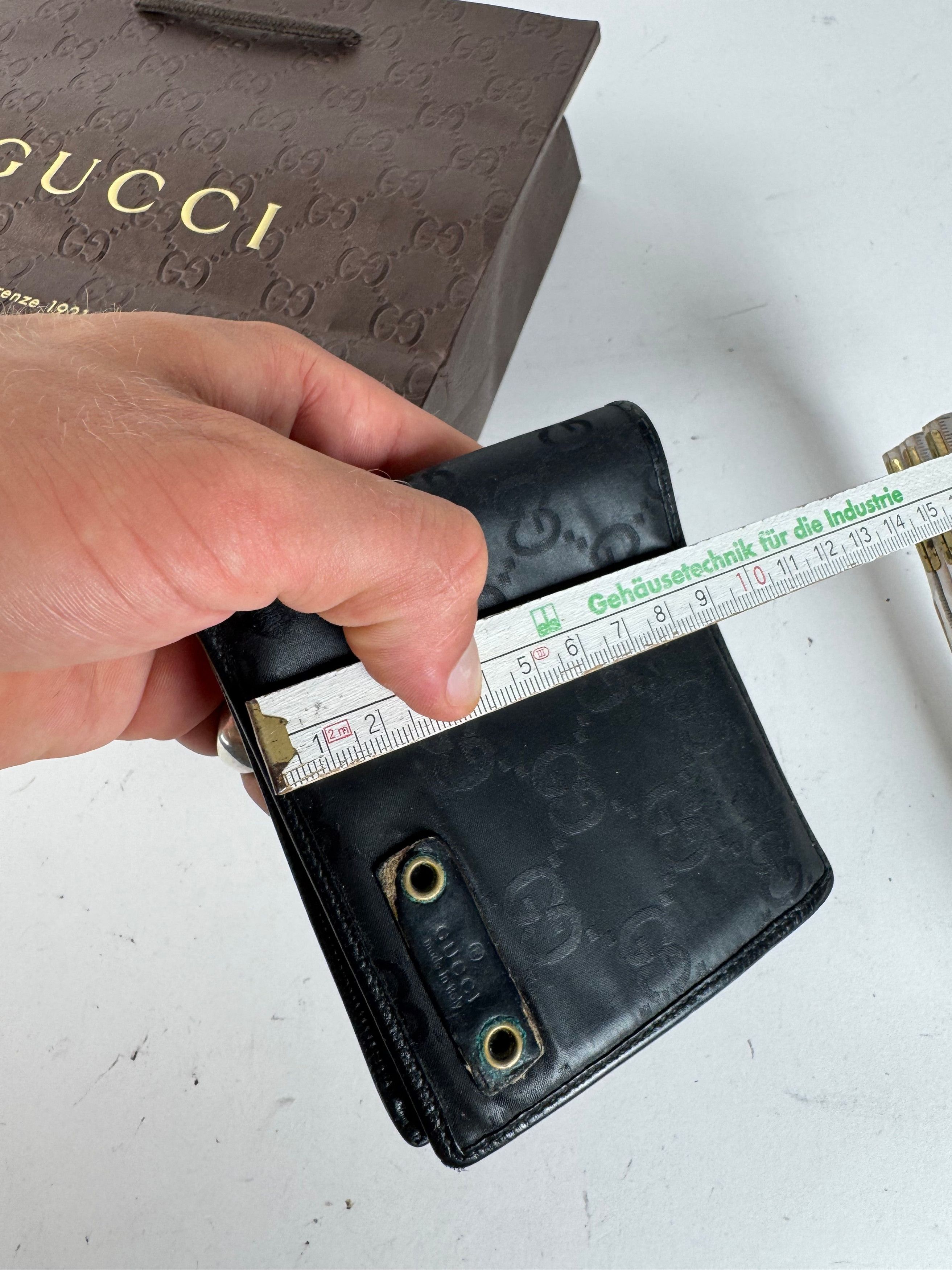 Gucci Vintage Flapable Monogramm Leather Wallet Black Size ONE SIZE - 13 Thumbnail