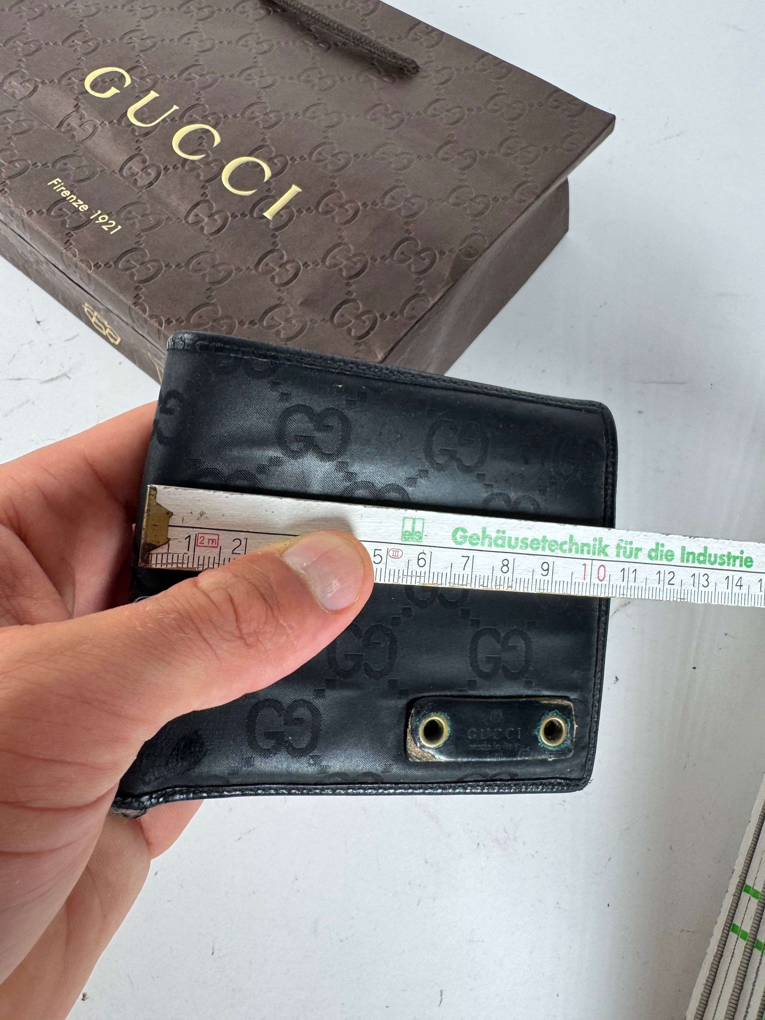 Gucci Vintage Flapable Monogramm Leather Wallet Black Size ONE SIZE - 12 Thumbnail