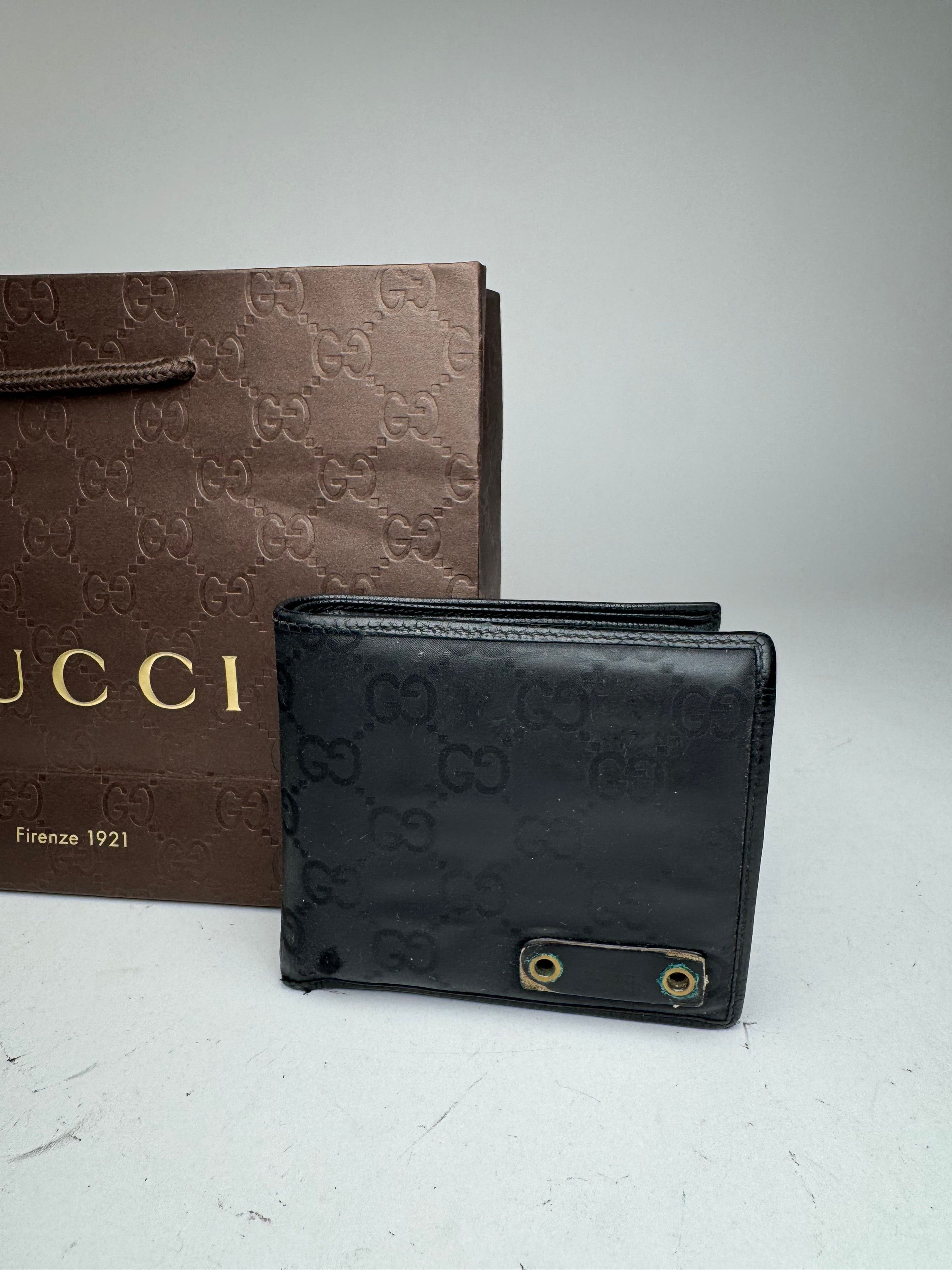 Gucci Vintage Flapable Monogramm Leather Wallet Black Size ONE SIZE - 10 Thumbnail