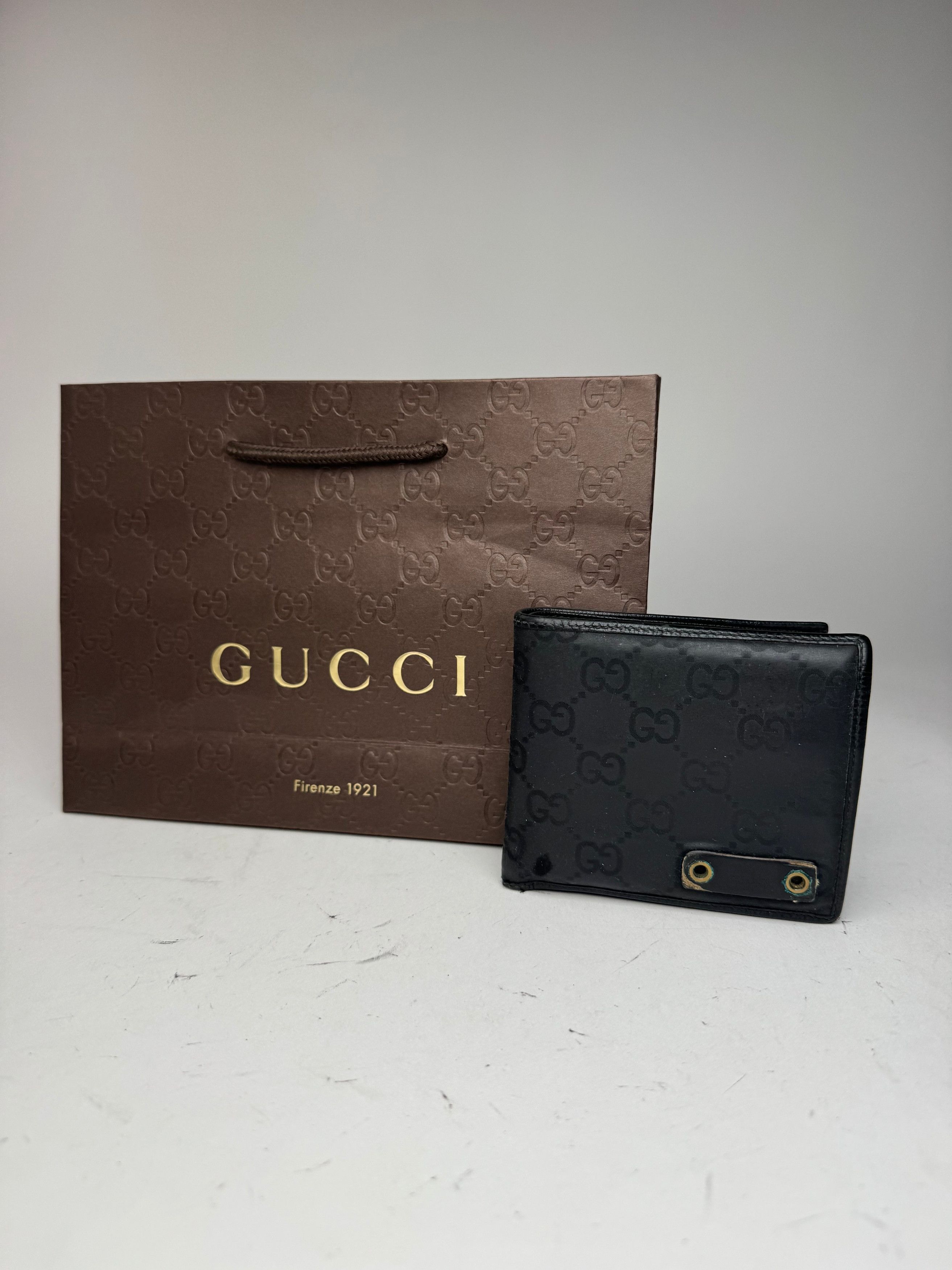 Gucci Vintage Flapable Monogramm Leather Wallet Black Size ONE SIZE - 7 Thumbnail