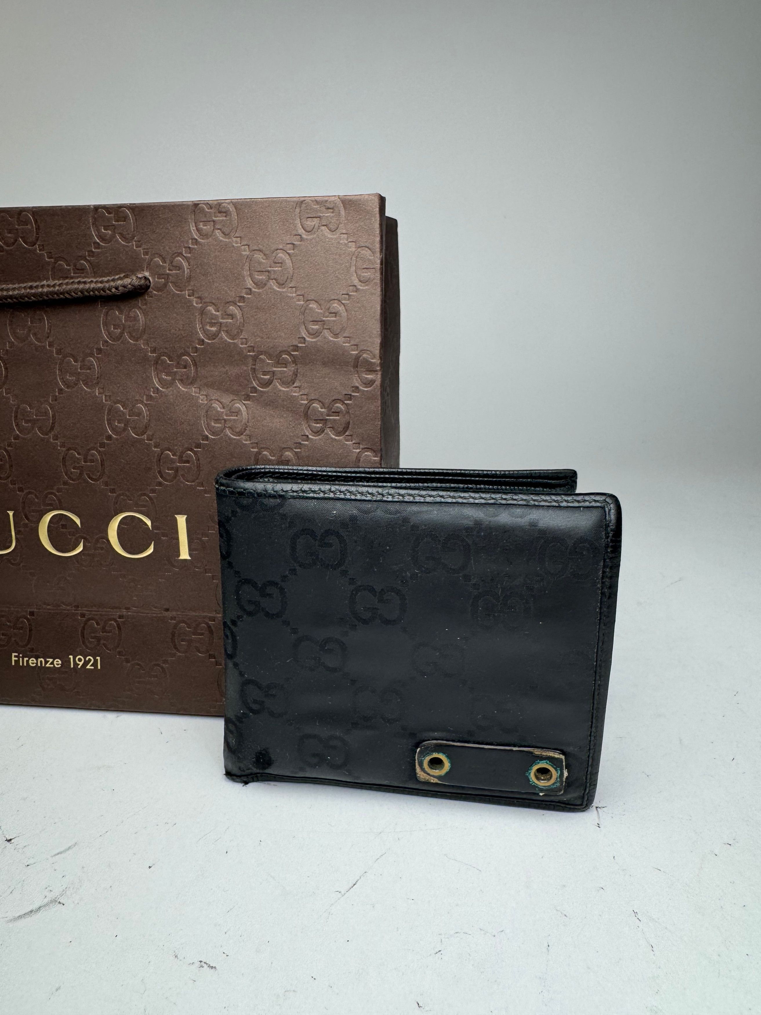 Gucci Vintage Flapable Monogramm Leather Wallet Black Size ONE SIZE - 3 Thumbnail