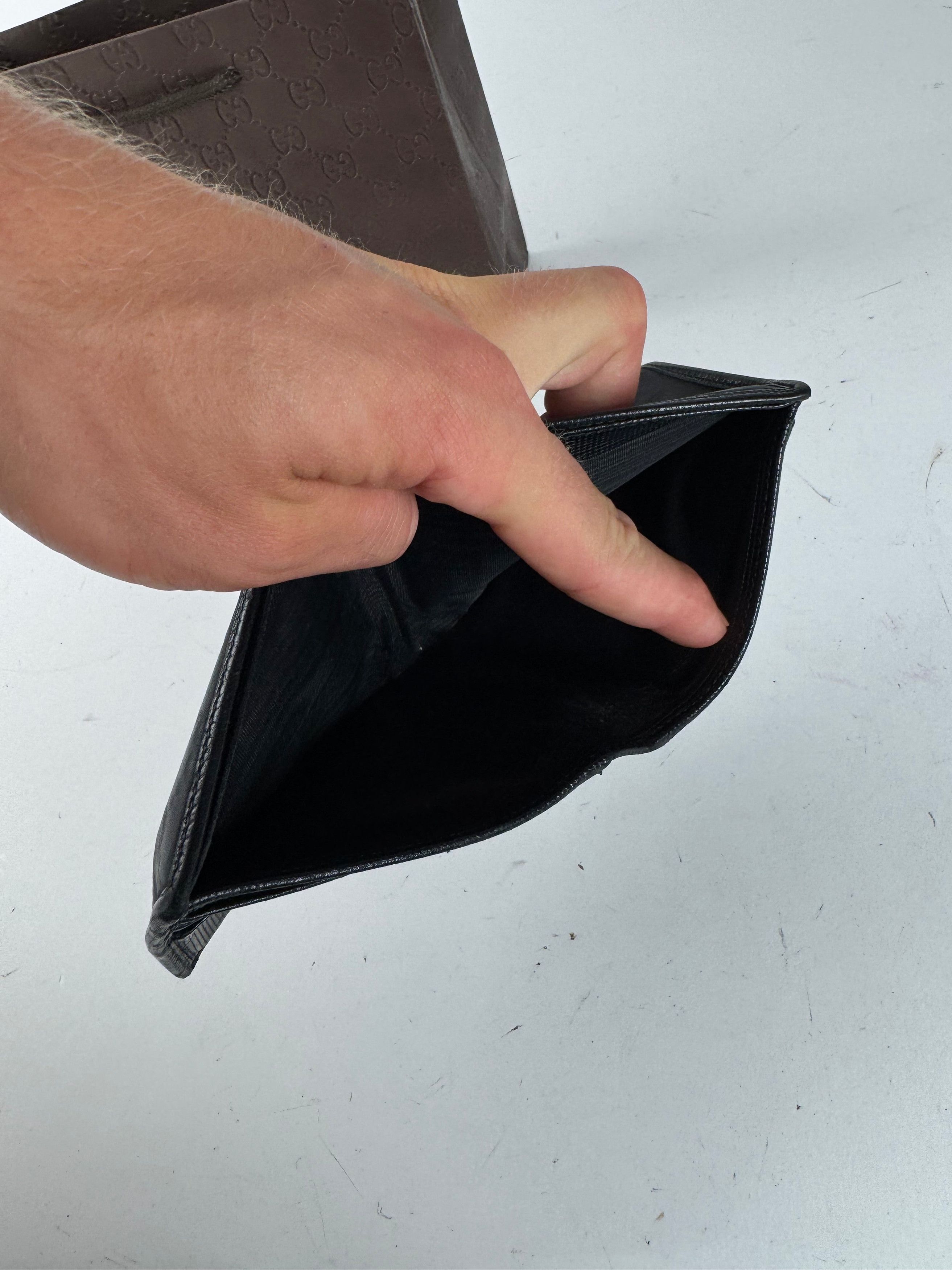 Gucci Vintage Flapable Monogramm Leather Wallet Black Size ONE SIZE - 9 Thumbnail
