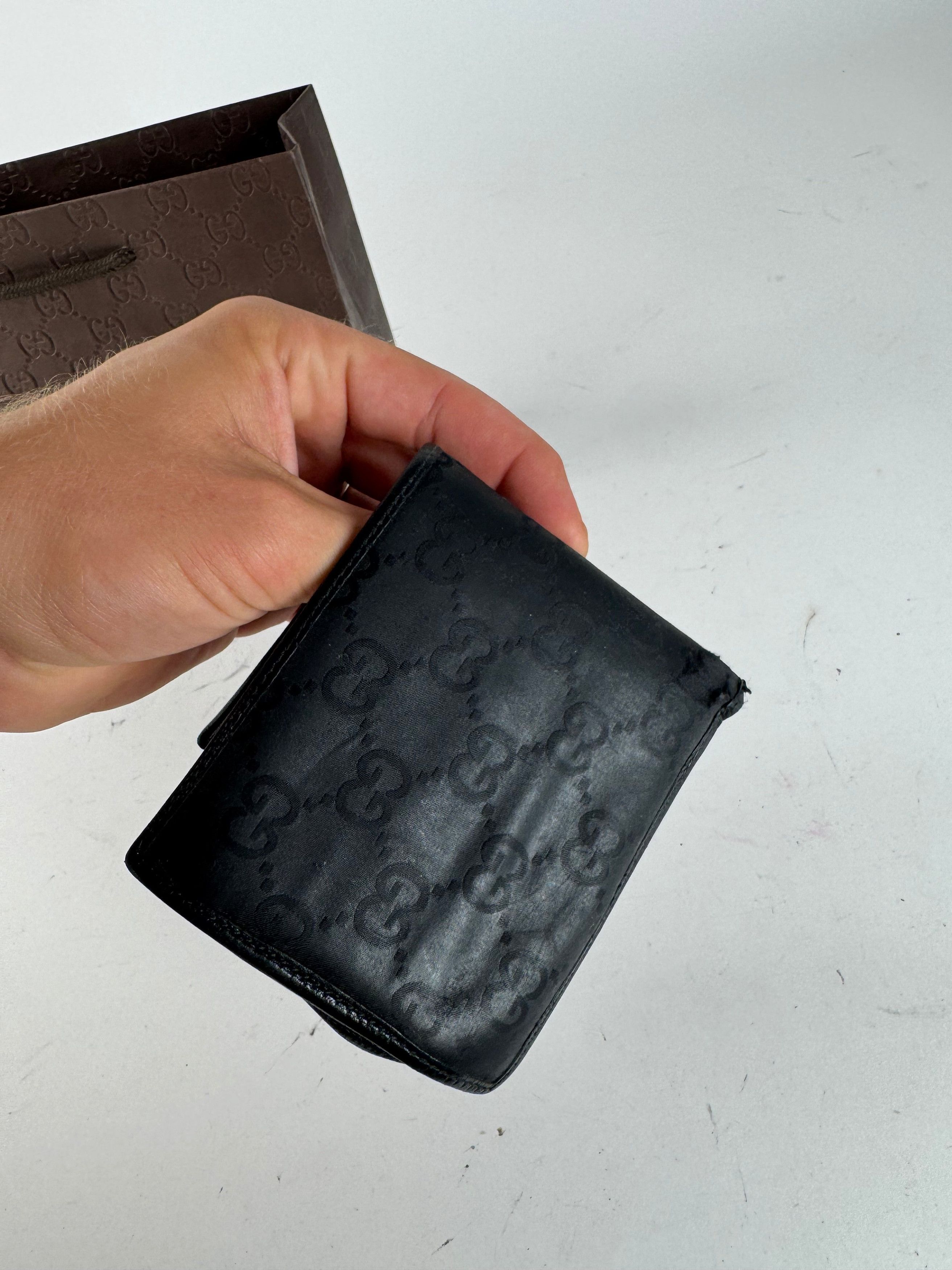 Gucci Vintage Flapable Monogramm Leather Wallet Black Size ONE SIZE - 5 Thumbnail