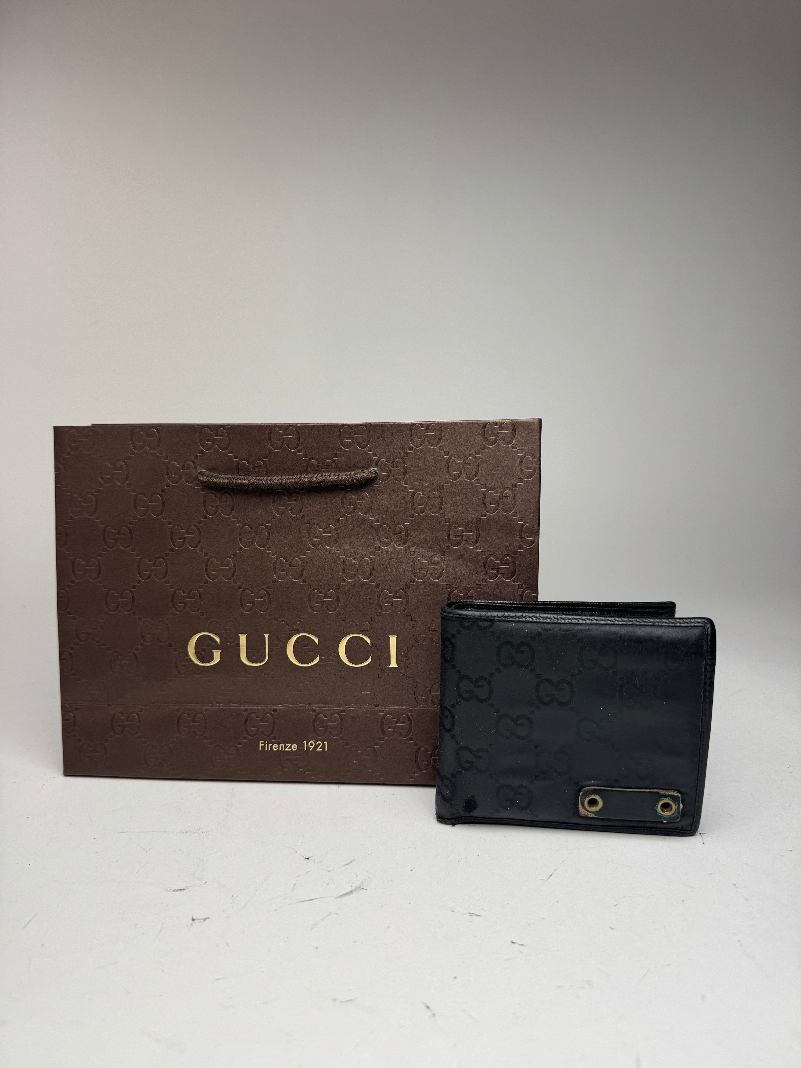 Gucci Vintage Flapable Monogramm Leather Wallet Black Size ONE SIZE - 14 Thumbnail
