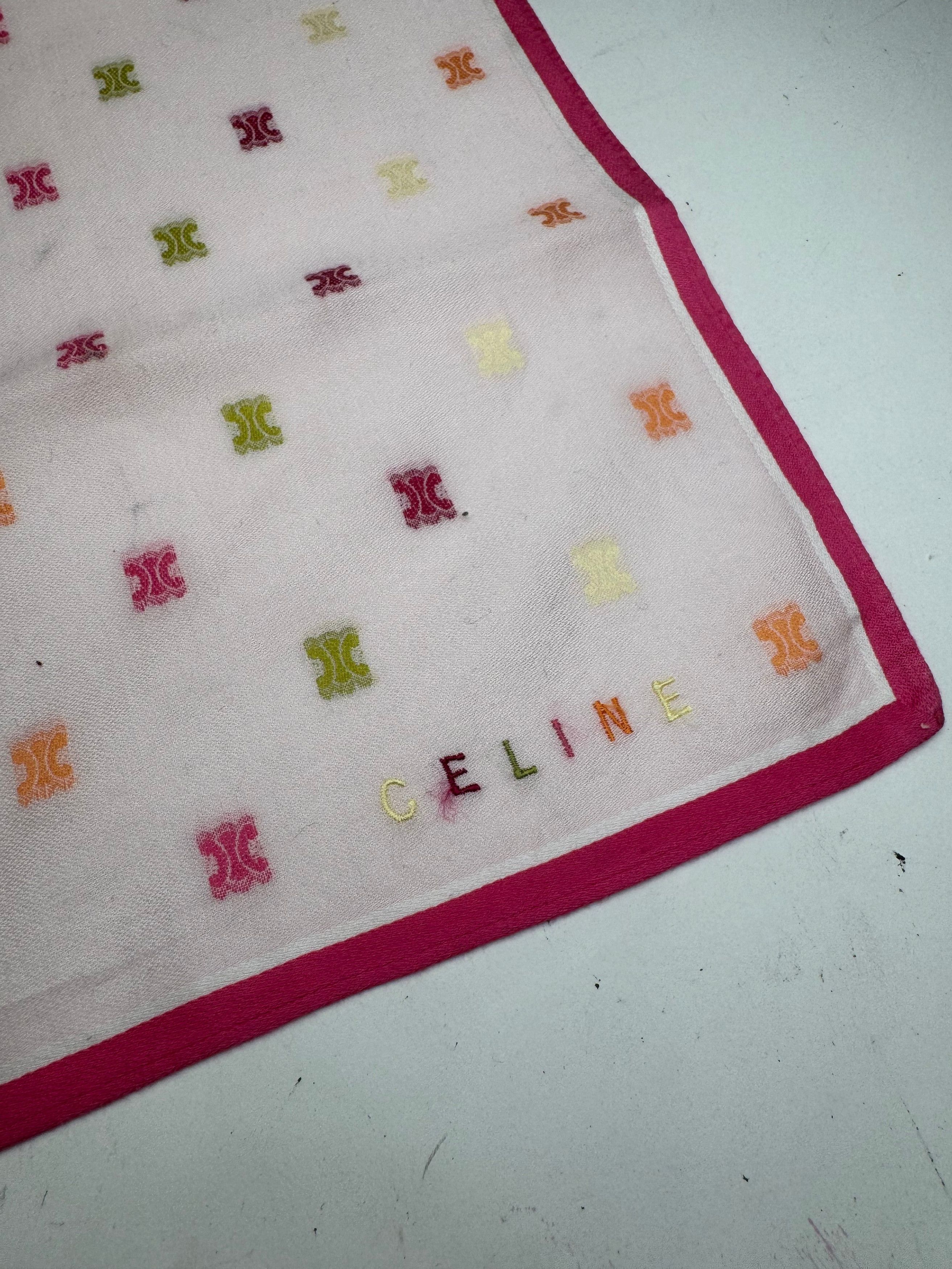 Celine Vintage Scarf Triomphe Pink Size ONE SIZE - 3 Thumbnail