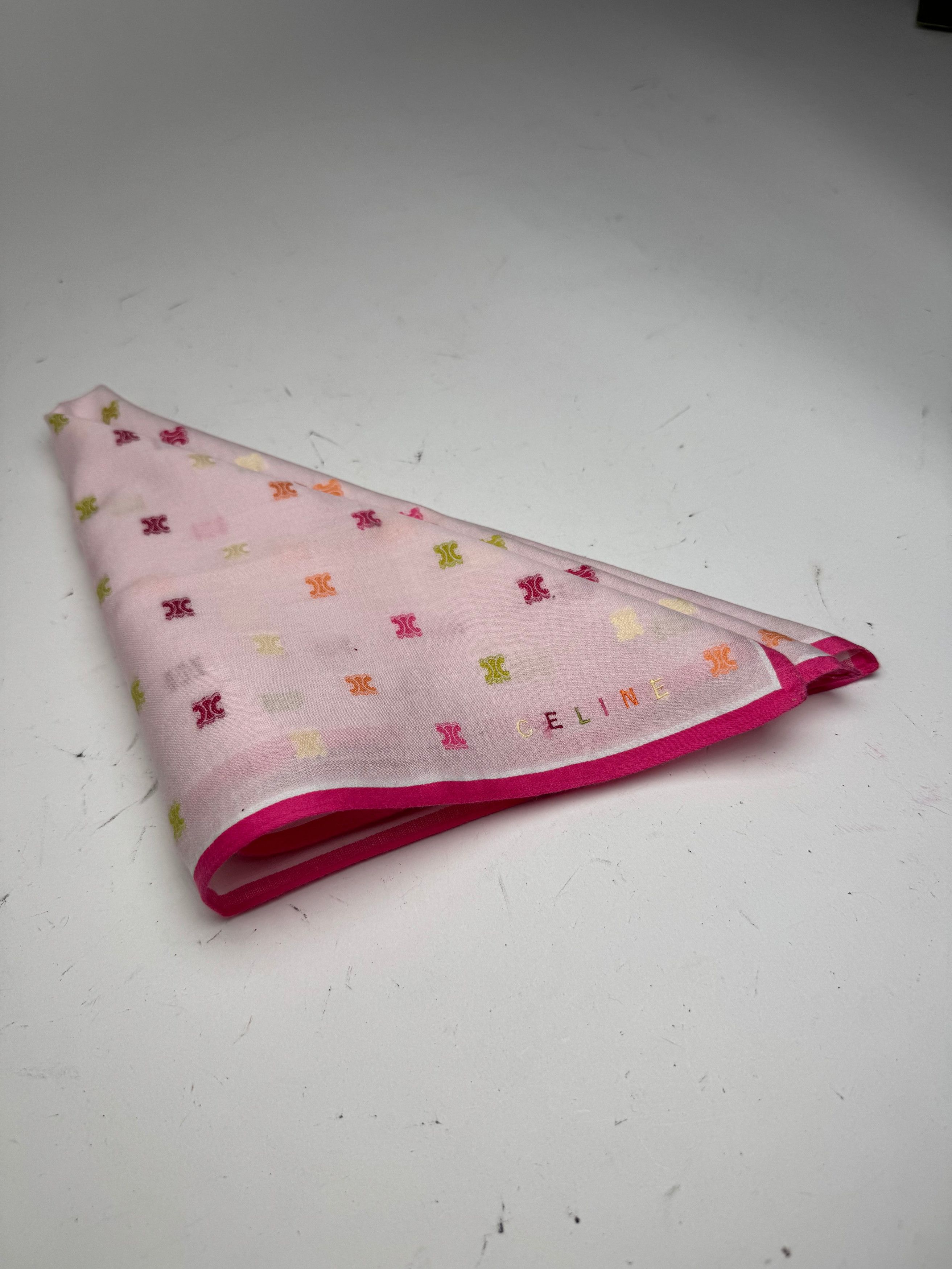 Celine Vintage Scarf Triomphe Pink Size ONE SIZE - 9 Thumbnail
