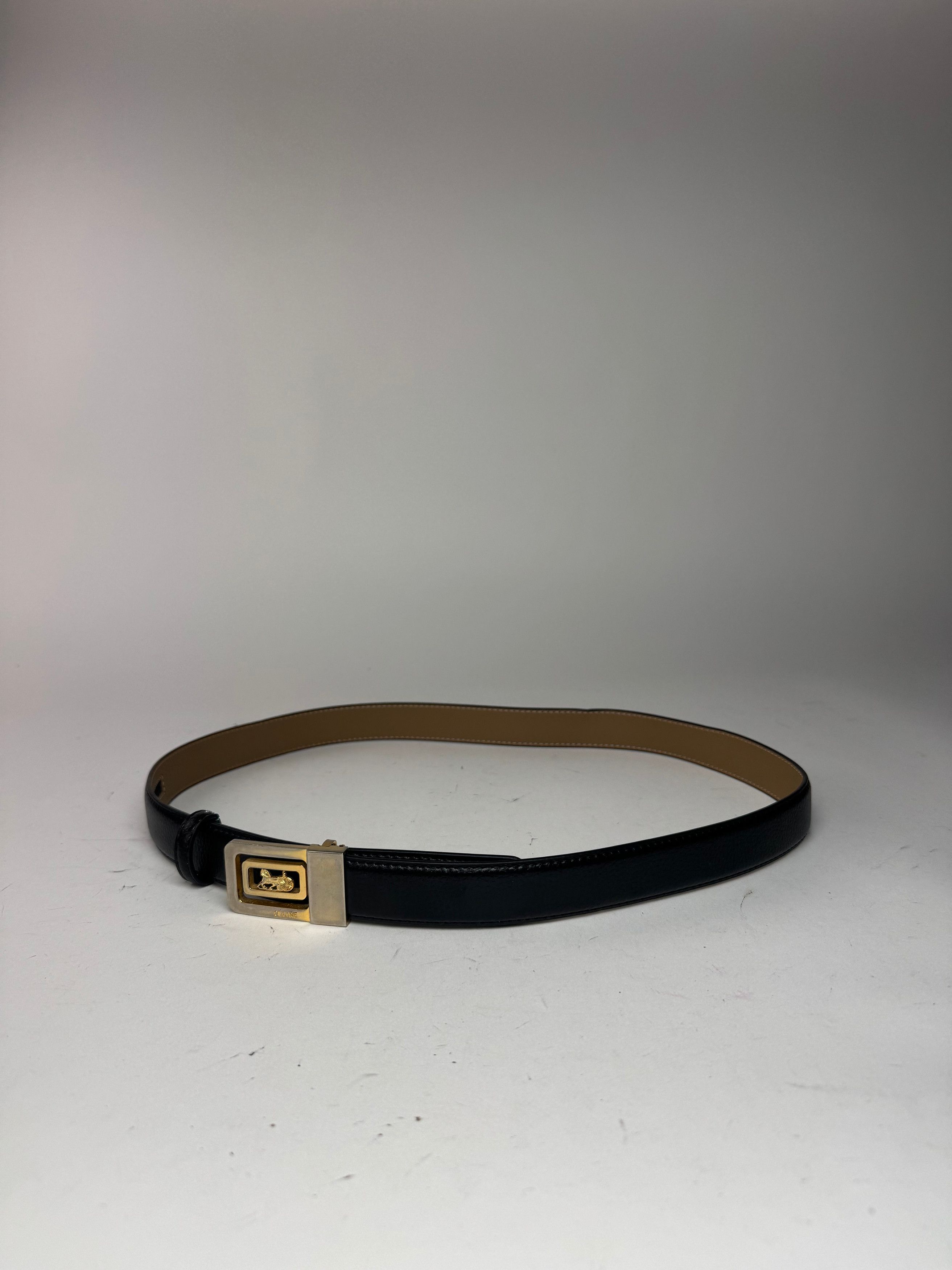 Celine Vintage Paris Leather Belt Black Size ONE SIZE - 7 Thumbnail