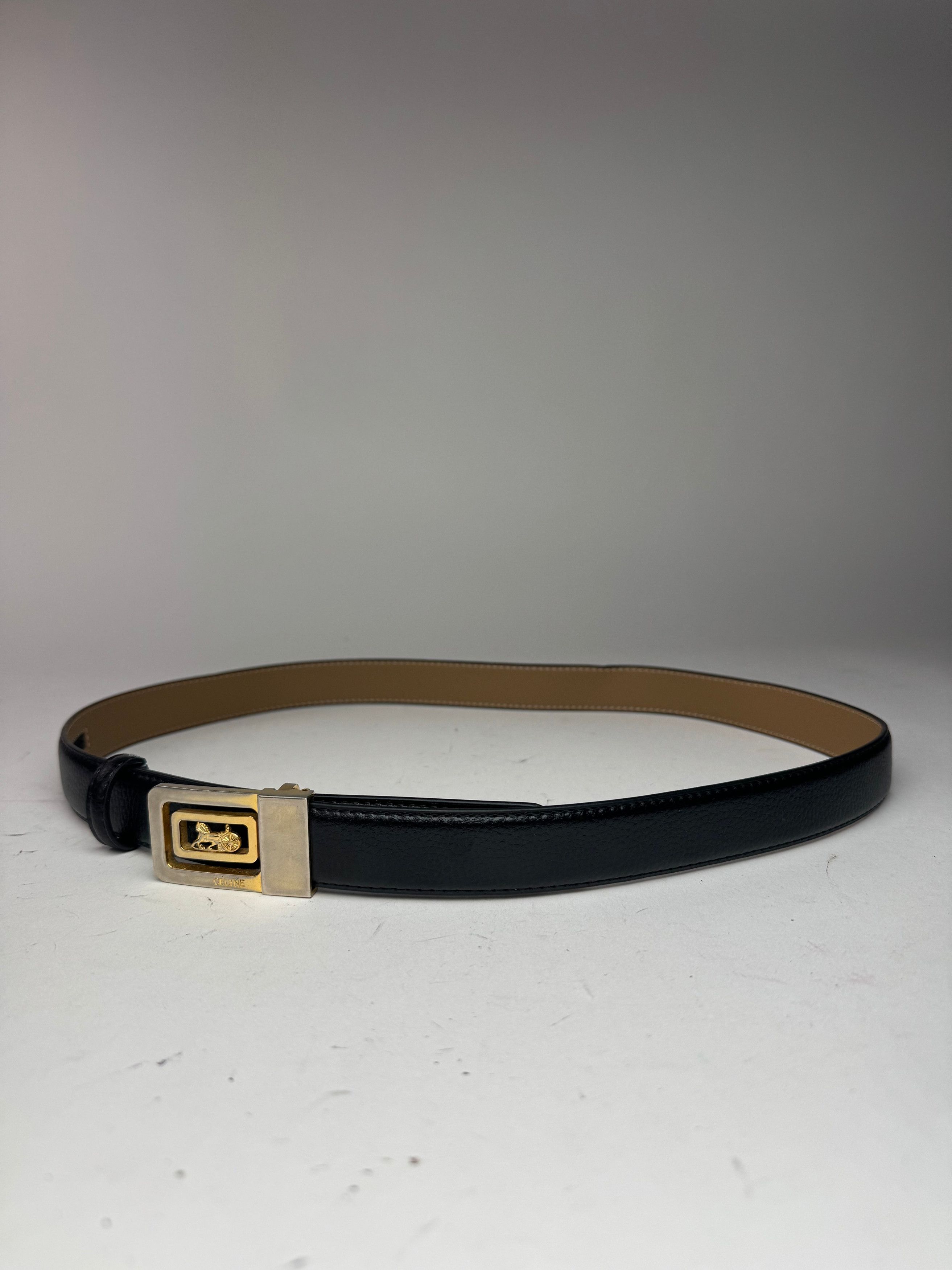 Celine Vintage Paris Leather Belt Black Size ONE SIZE - 10 Thumbnail