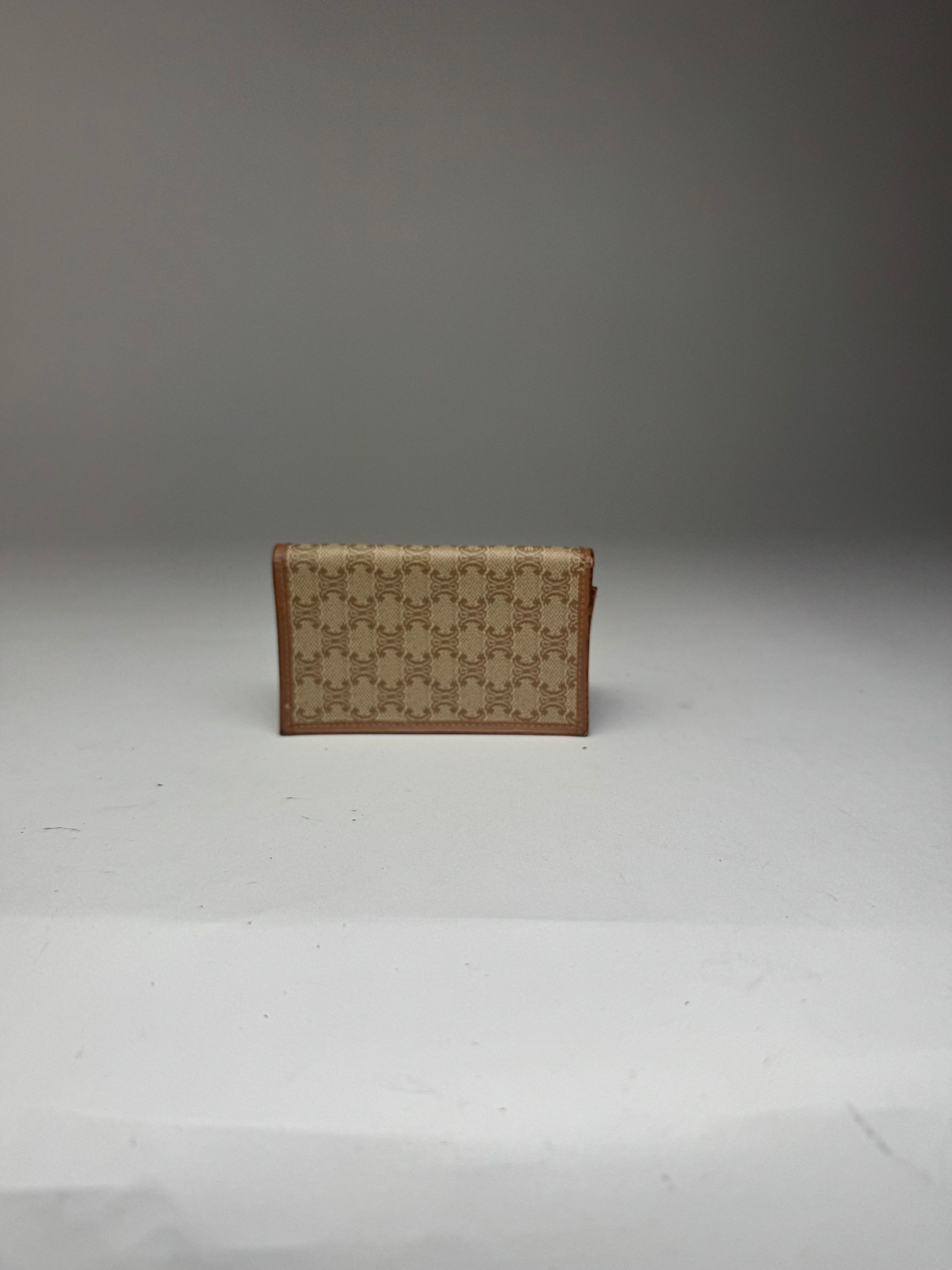 Celine Vintage Paris Leather Card Holder beige Brown Size ONE SIZE - 2 Thumbnail