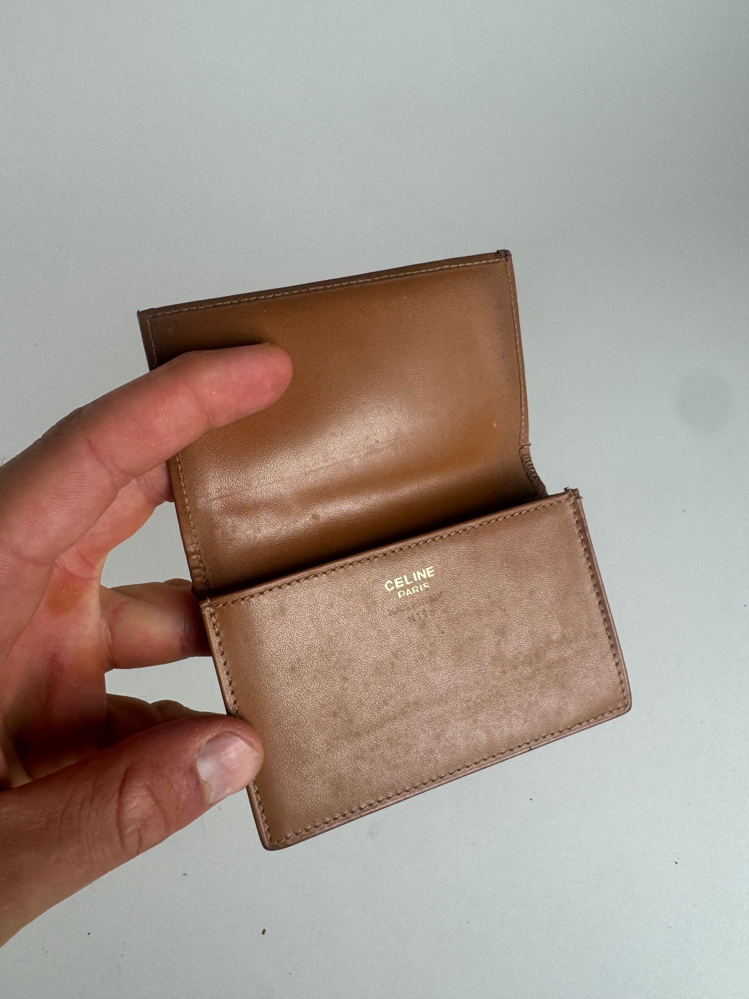 Celine Vintage Paris Leather Card Holder beige Brown Size ONE SIZE - 4 Thumbnail