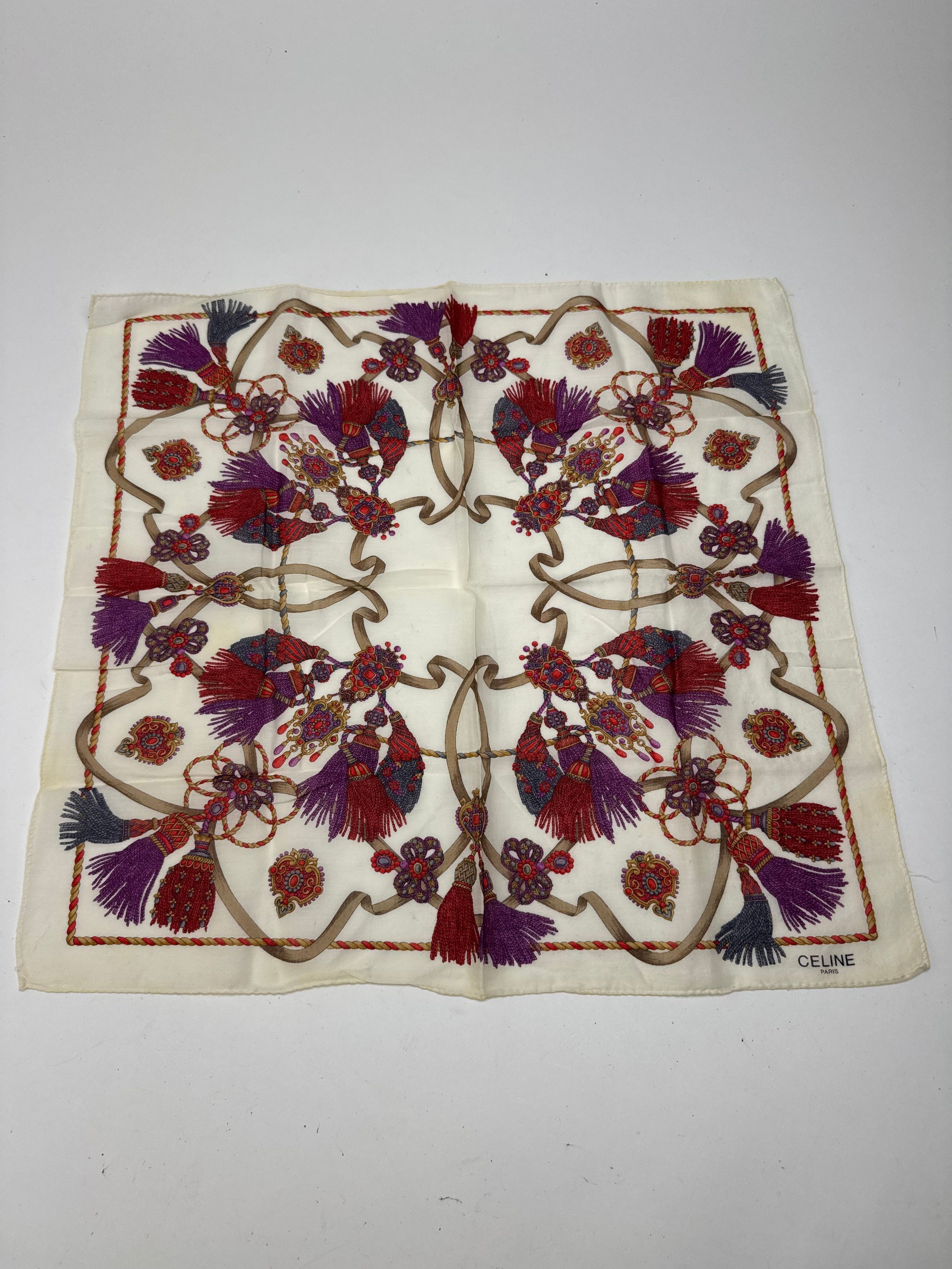 Celine Vintage scarf white red Size ONE SIZE - 5 Thumbnail