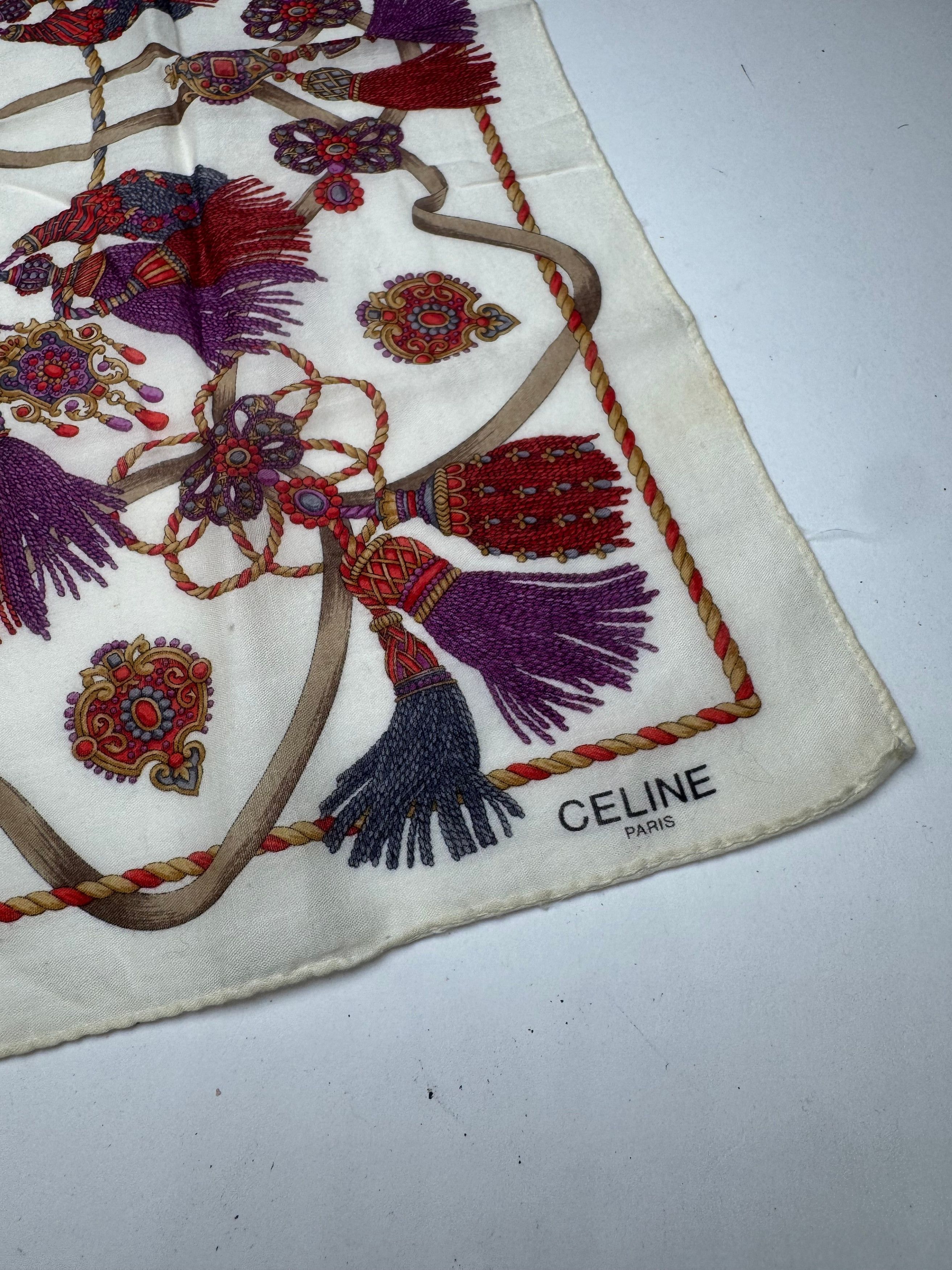 Celine Vintage scarf white red Size ONE SIZE - 2 Thumbnail