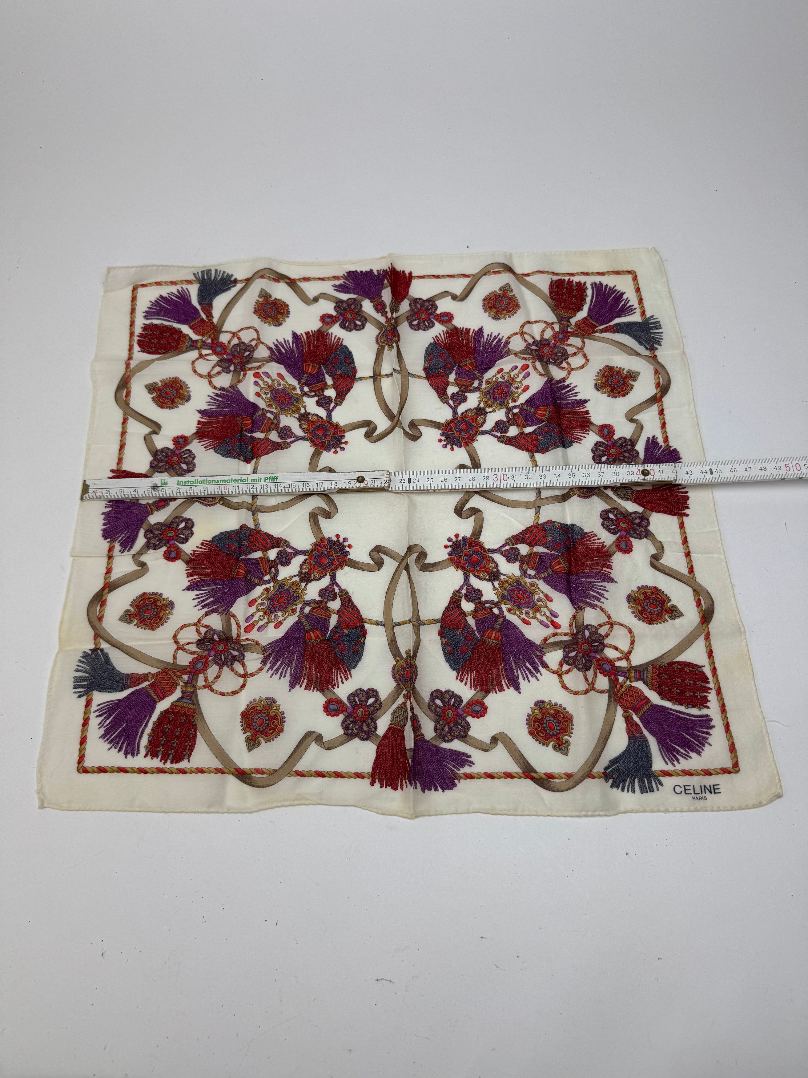 Celine Vintage scarf white red Size ONE SIZE - 7 Thumbnail