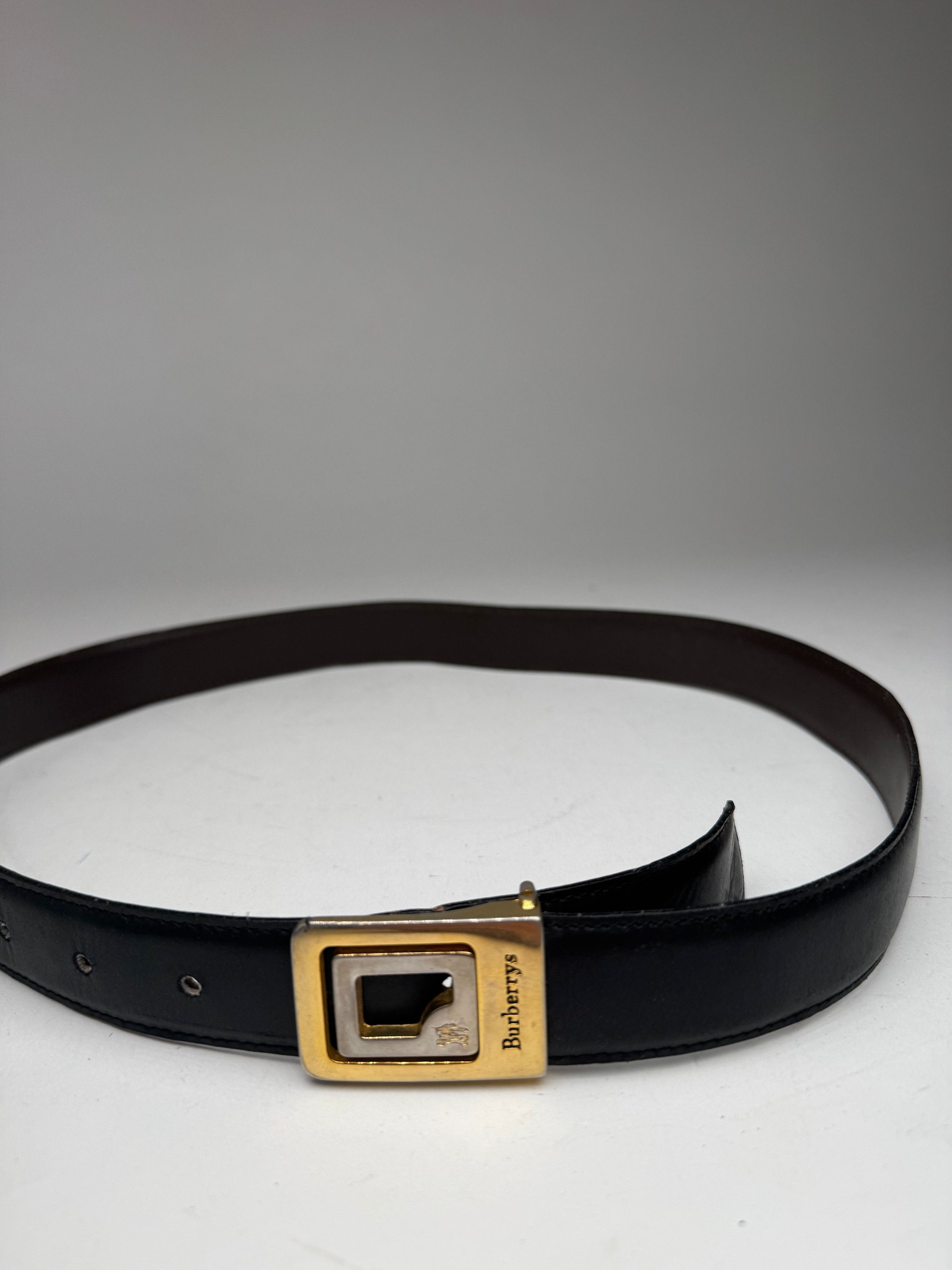 Burberry Vintage London Leather Belt black Size ONE SIZE - 2 Thumbnail
