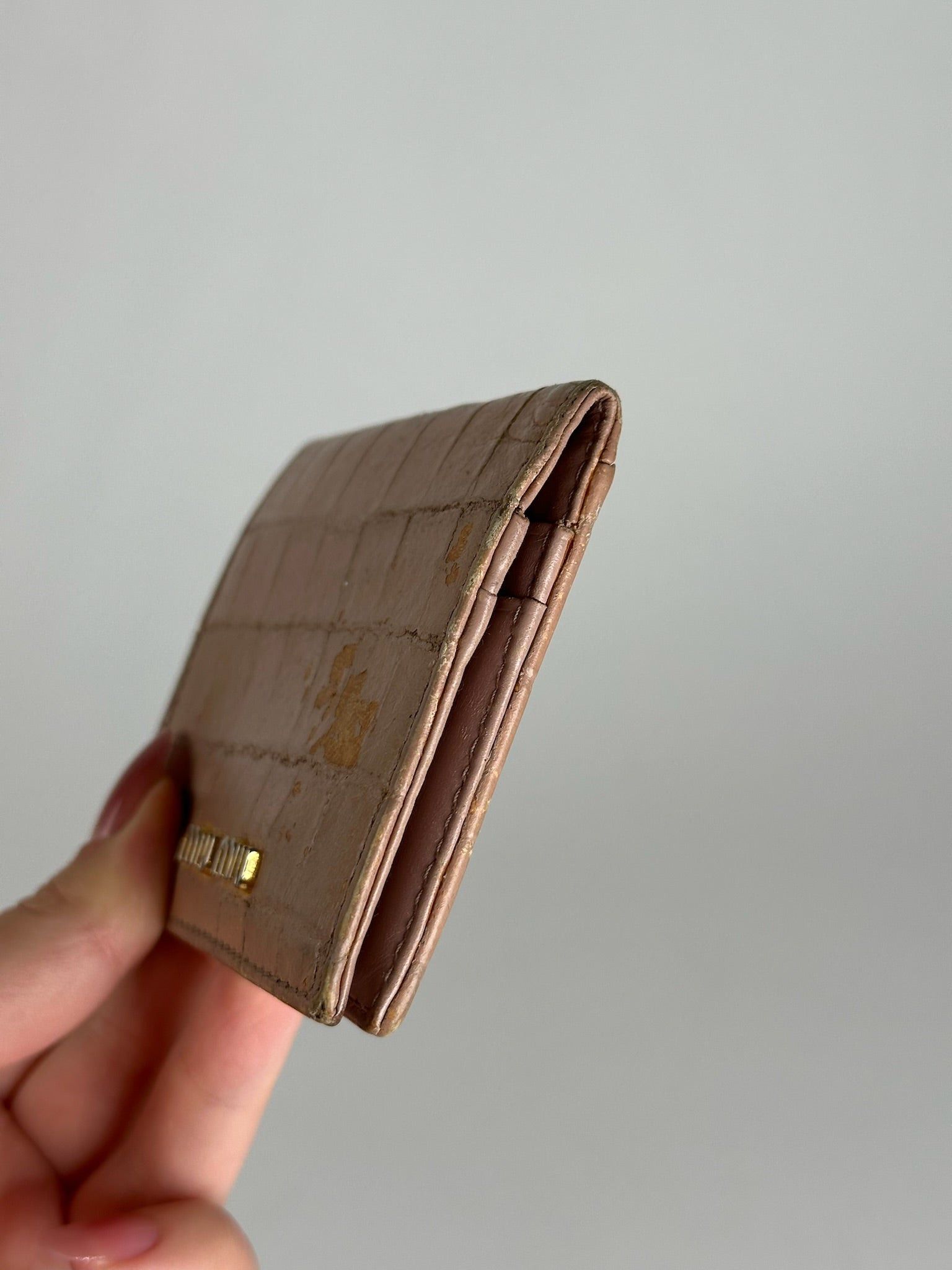 Miu Miu Vintage Leather Card Holder beige pink Size ONE SIZE - 6 Thumbnail