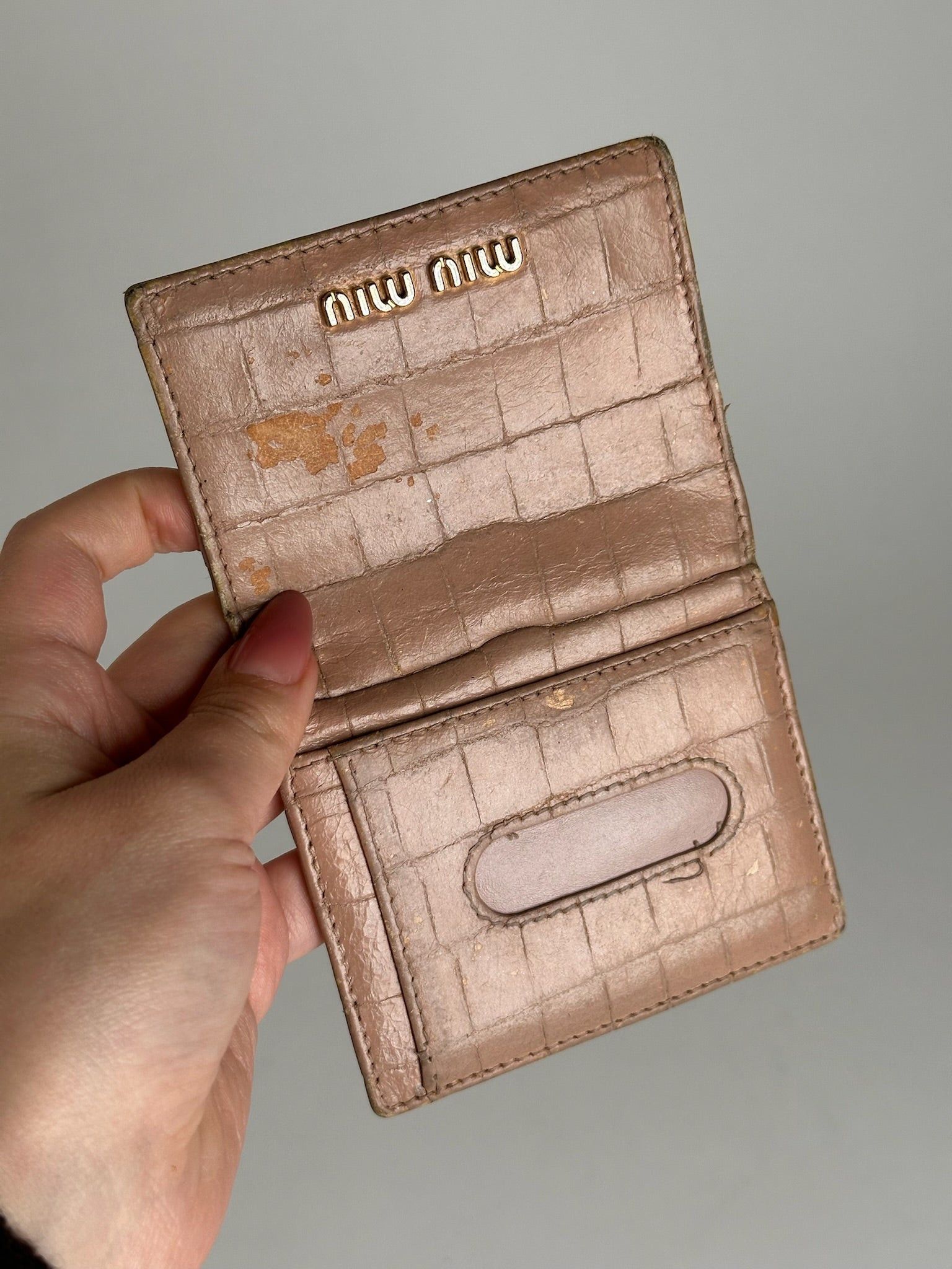 Miu Miu Vintage Leather Card Holder beige pink Size ONE SIZE - 3 Thumbnail
