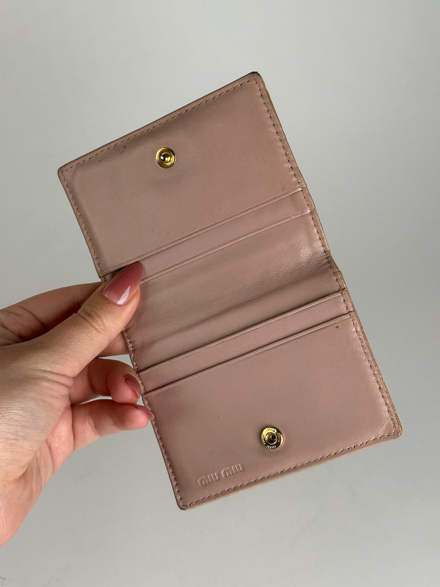 Miu Miu Vintage Leather Card Holder beige pink Size ONE SIZE - 4 Thumbnail