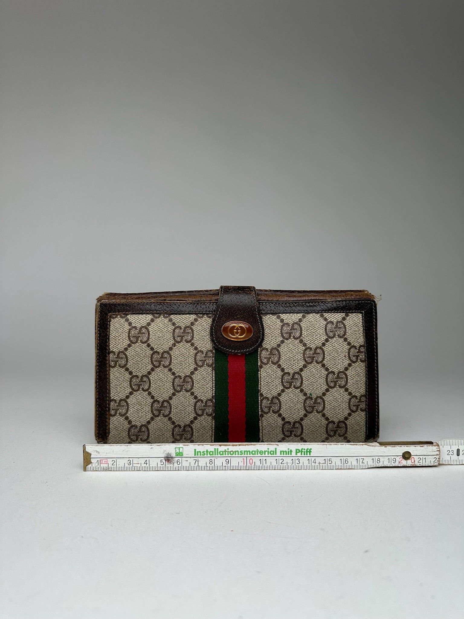 Gucci Vintage Ophida Leather Wallet Gray Brown Size ONE SIZE - 12 Thumbnail