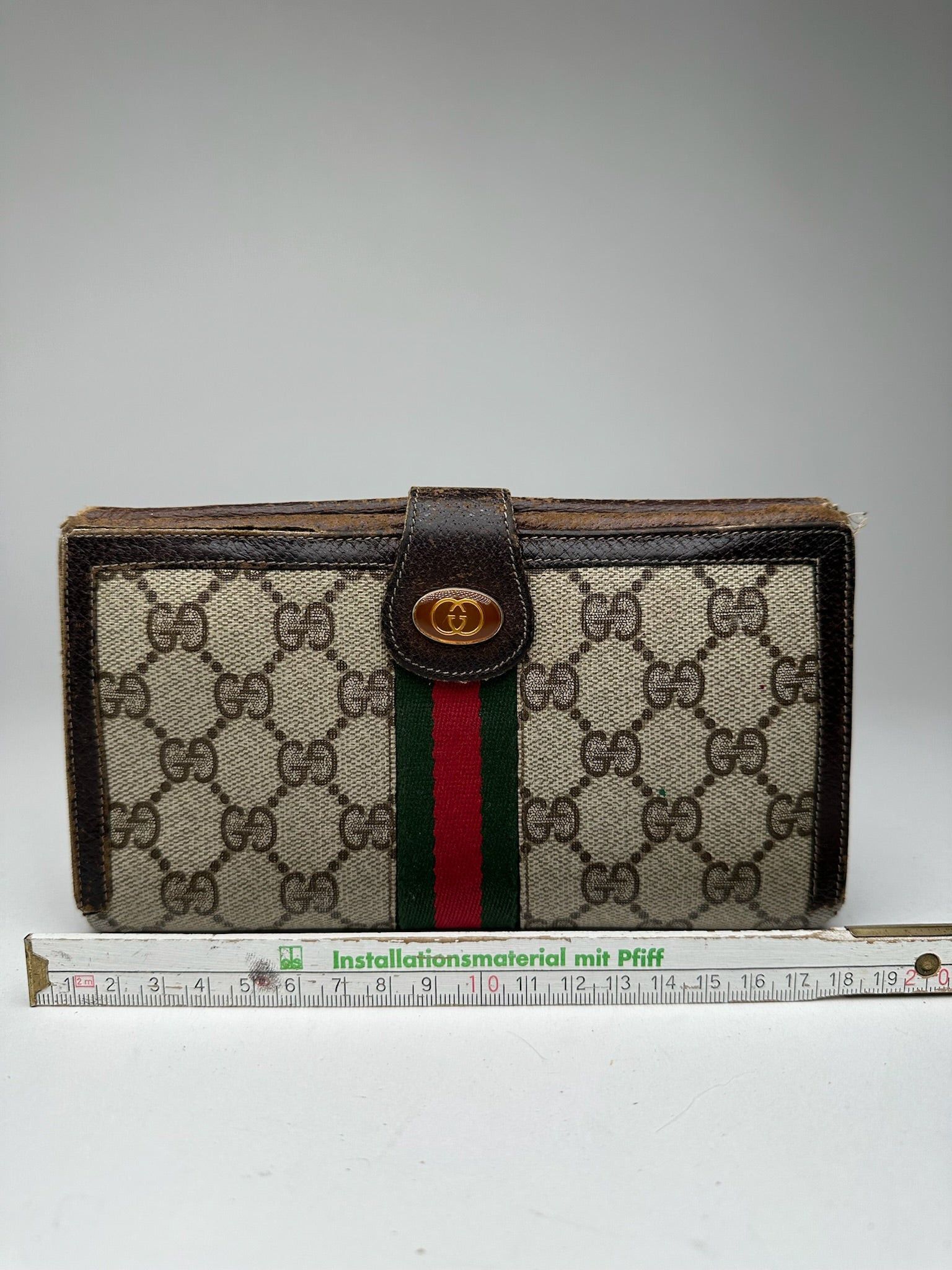 Gucci Vintage Ophida Leather Wallet Gray Brown Size ONE SIZE - 13 Thumbnail