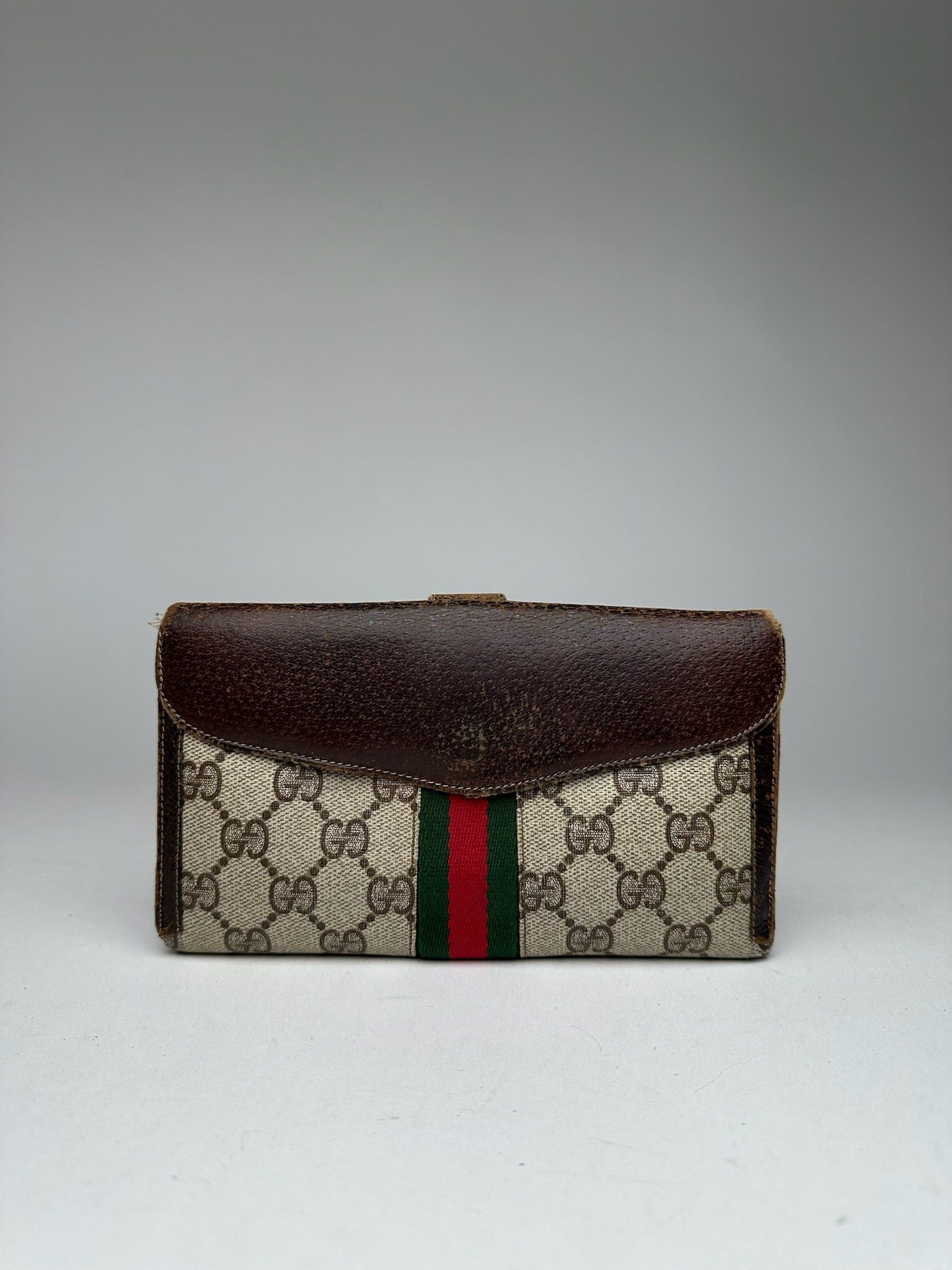 Gucci Vintage Ophida Leather Wallet Gray Brown Size ONE SIZE - 3 Thumbnail