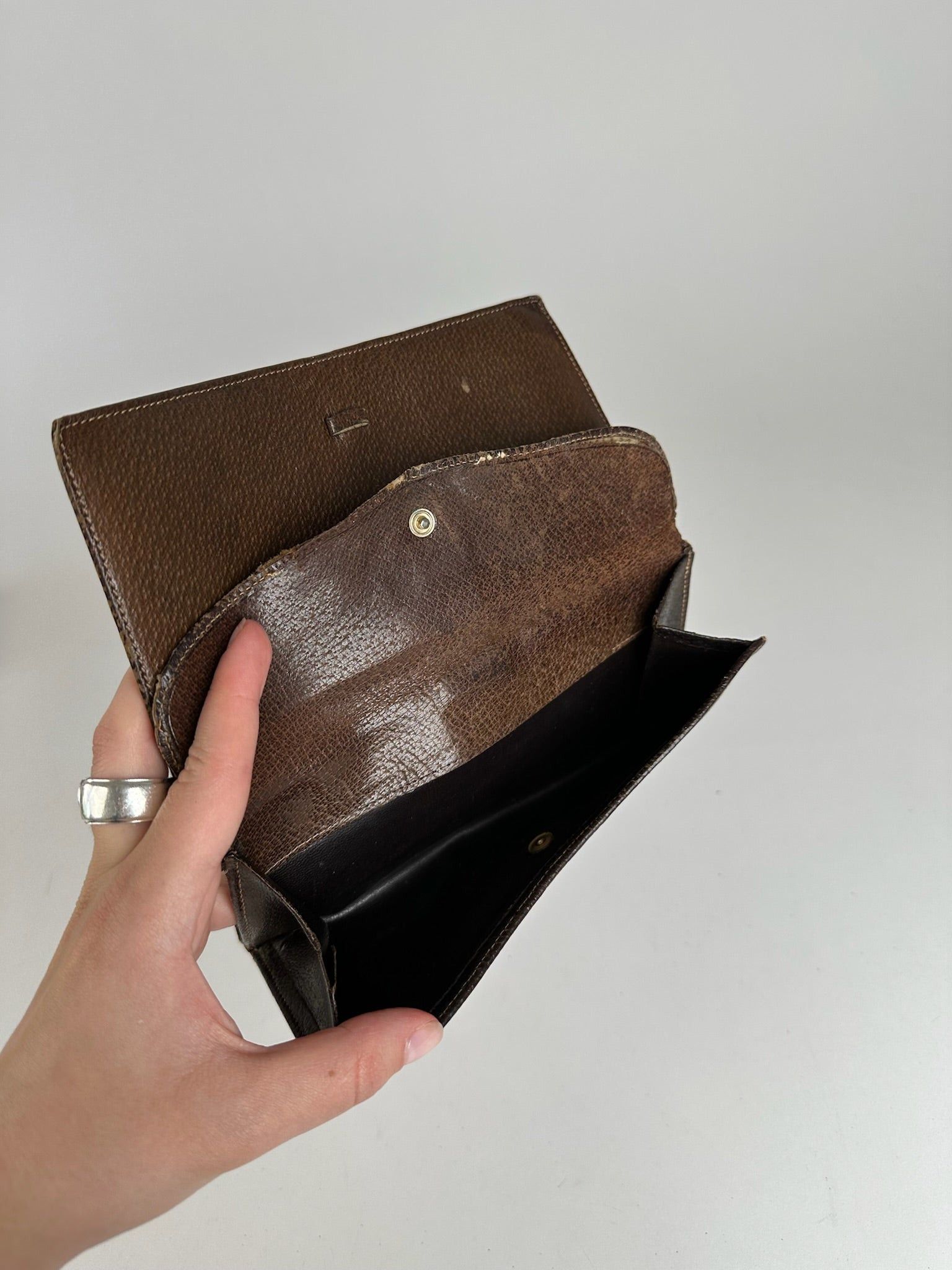 Gucci Vintage Ophida Leather Wallet Gray Brown Size ONE SIZE - 4 Thumbnail
