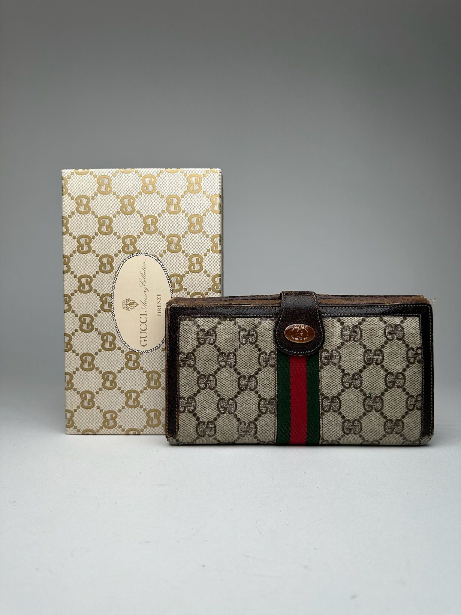 Gucci Vintage Ophida Leather Wallet Gray Brown Size ONE SIZE - 2 Thumbnail