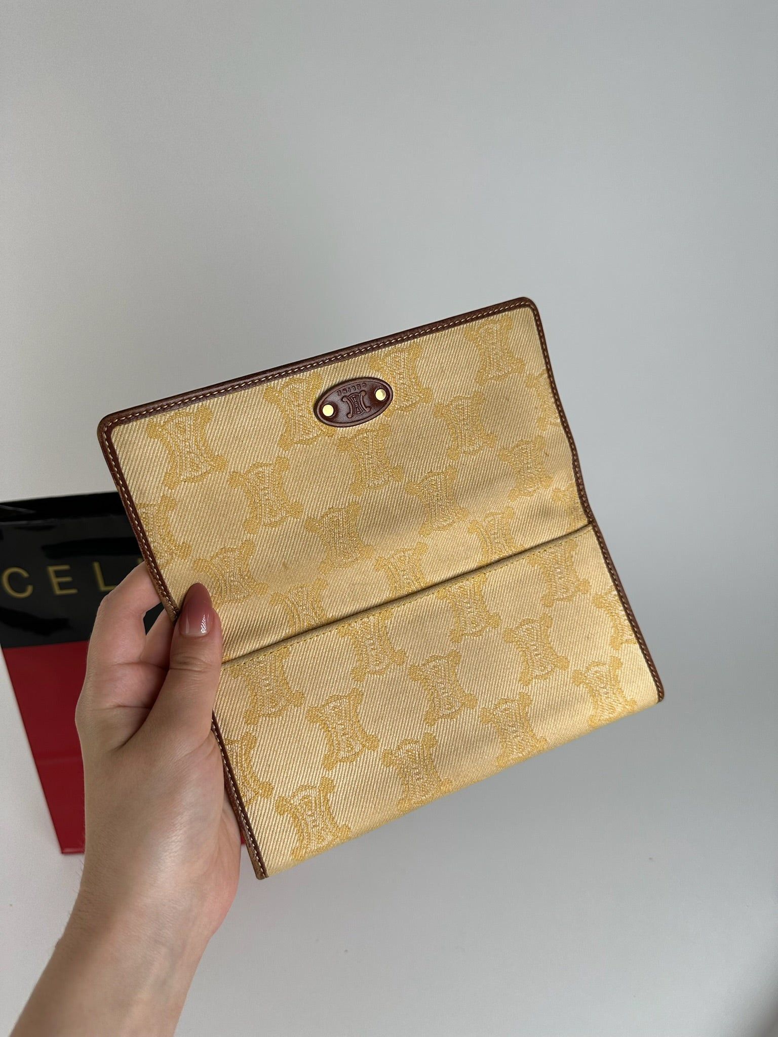 Celine Vintage Paris Monogram Wallet cream brown Size ONE SIZE - 6 Thumbnail