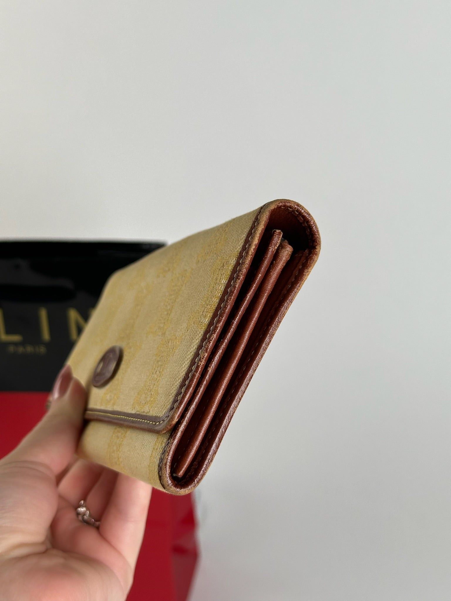 Celine Vintage Paris Monogram Wallet cream brown Size ONE SIZE - 7 Thumbnail