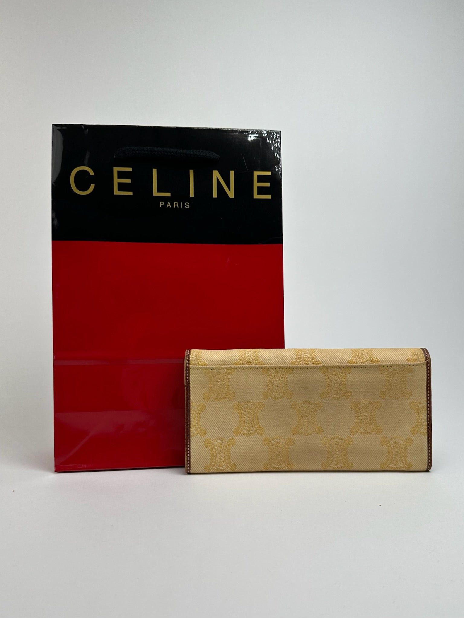Celine Vintage Paris Monogram Wallet cream brown Size ONE SIZE - 2 Thumbnail