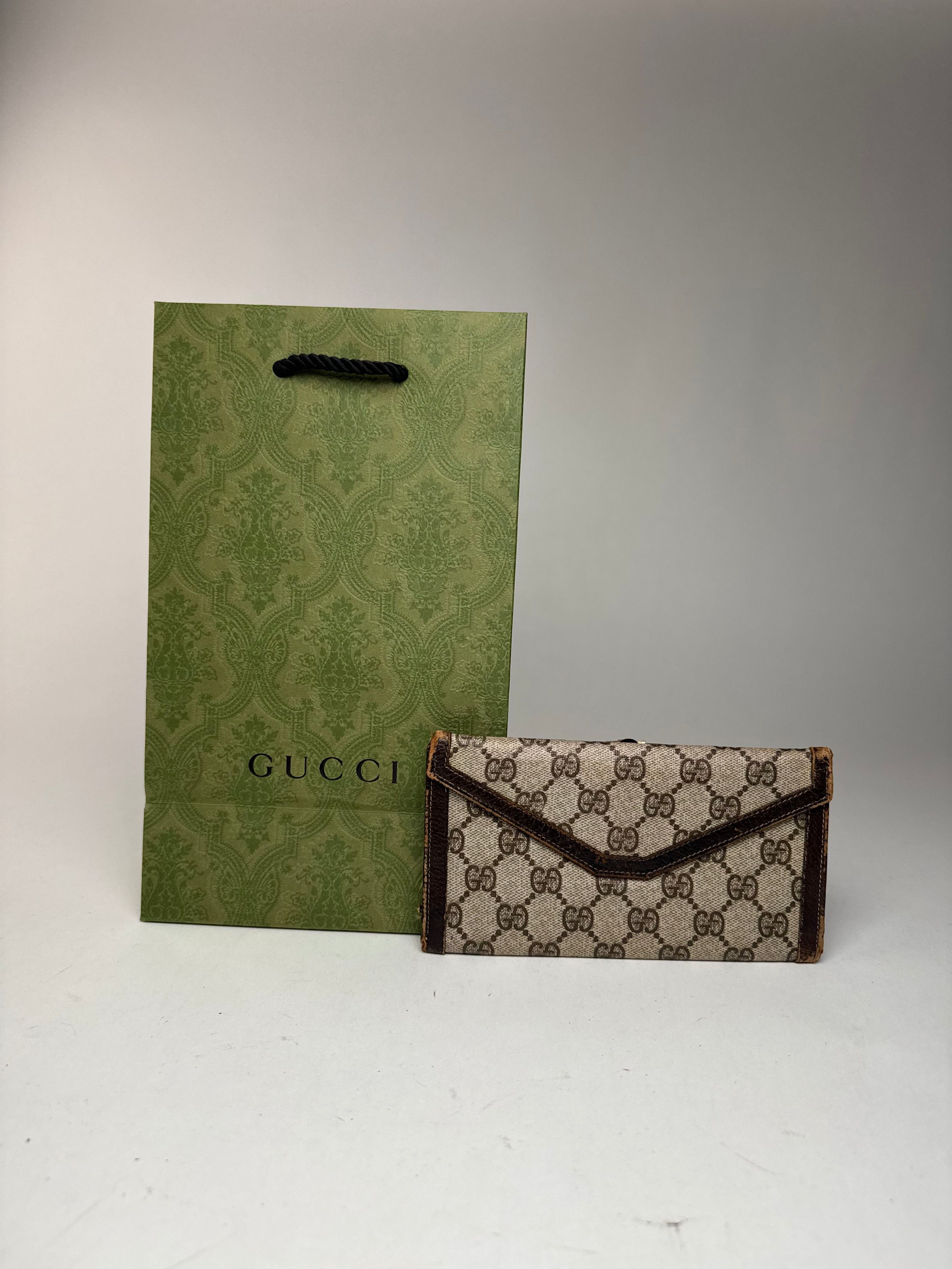 Gucci Vintage Ophidia Leather monogram wallet grey brown Size ONE SIZE - 6 Thumbnail