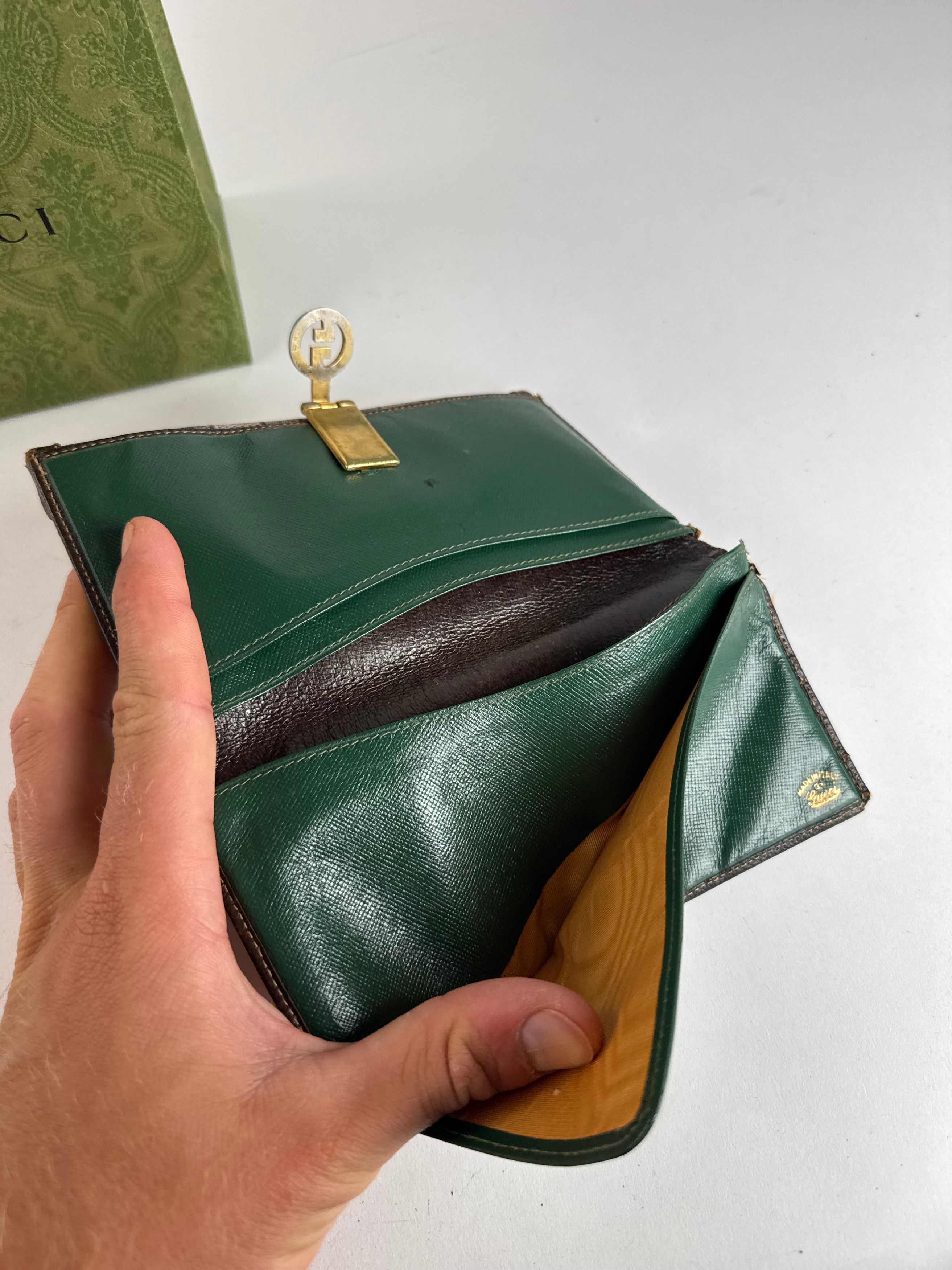 Gucci Vintage Ophidia Leather monogram wallet grey brown Size ONE SIZE - 8 Thumbnail