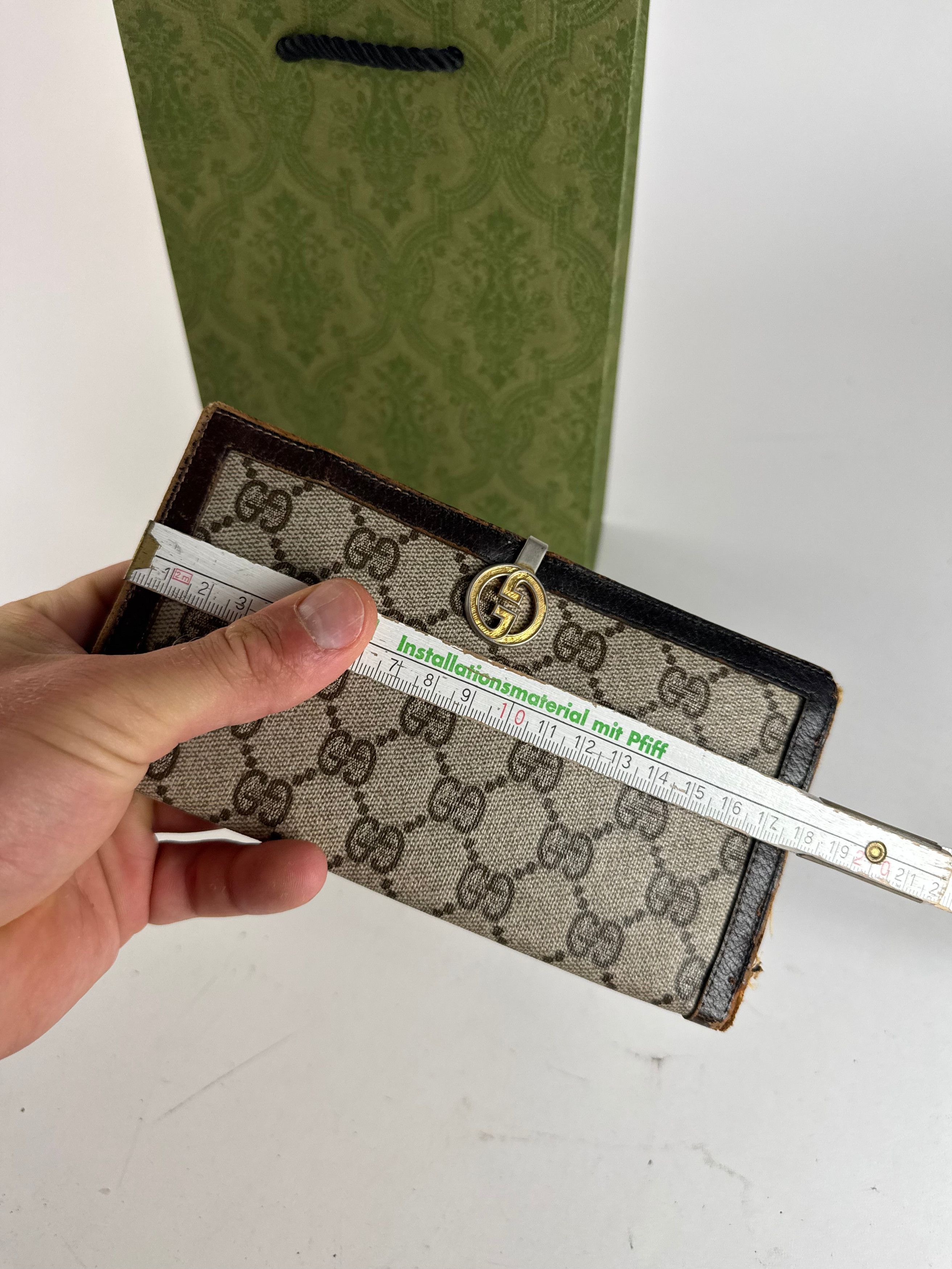 Gucci Vintage Ophidia Leather monogram wallet grey brown Size ONE SIZE - 9 Thumbnail