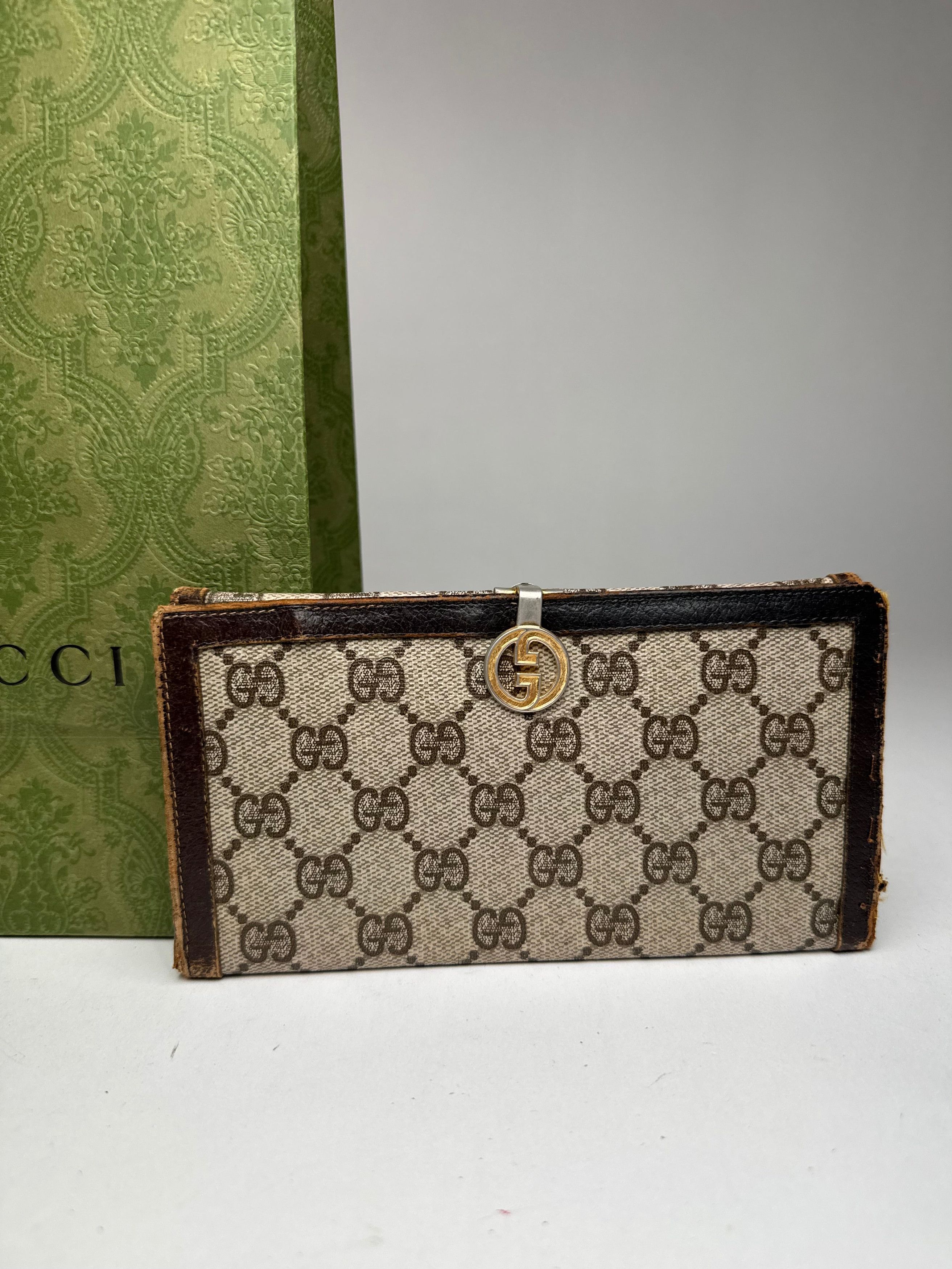 Gucci Vintage Ophidia Leather monogram wallet grey brown Size ONE SIZE - 11 Thumbnail