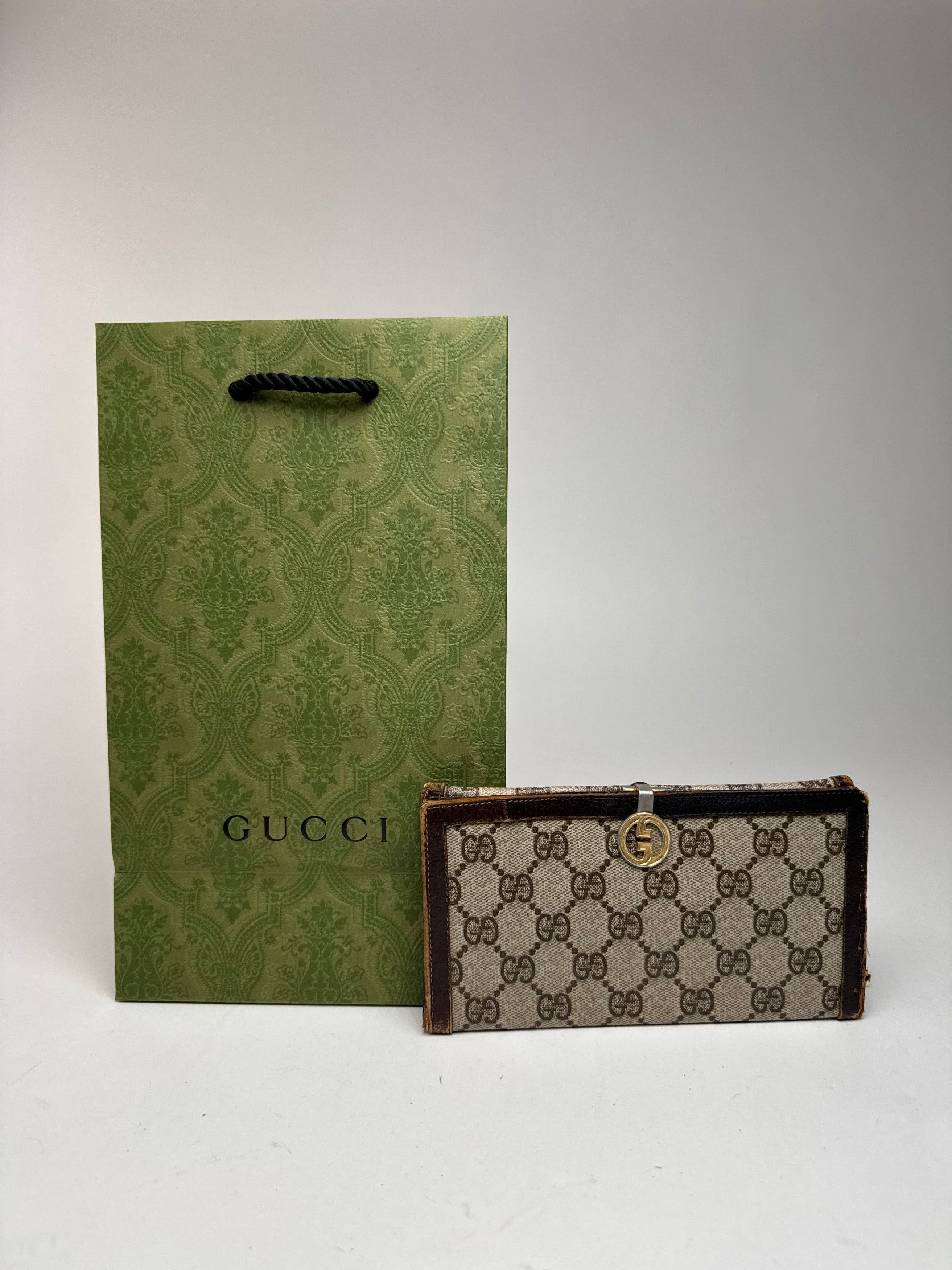 Gucci Vintage Ophidia Leather monogram wallet grey brown Size ONE SIZE - 12 Thumbnail