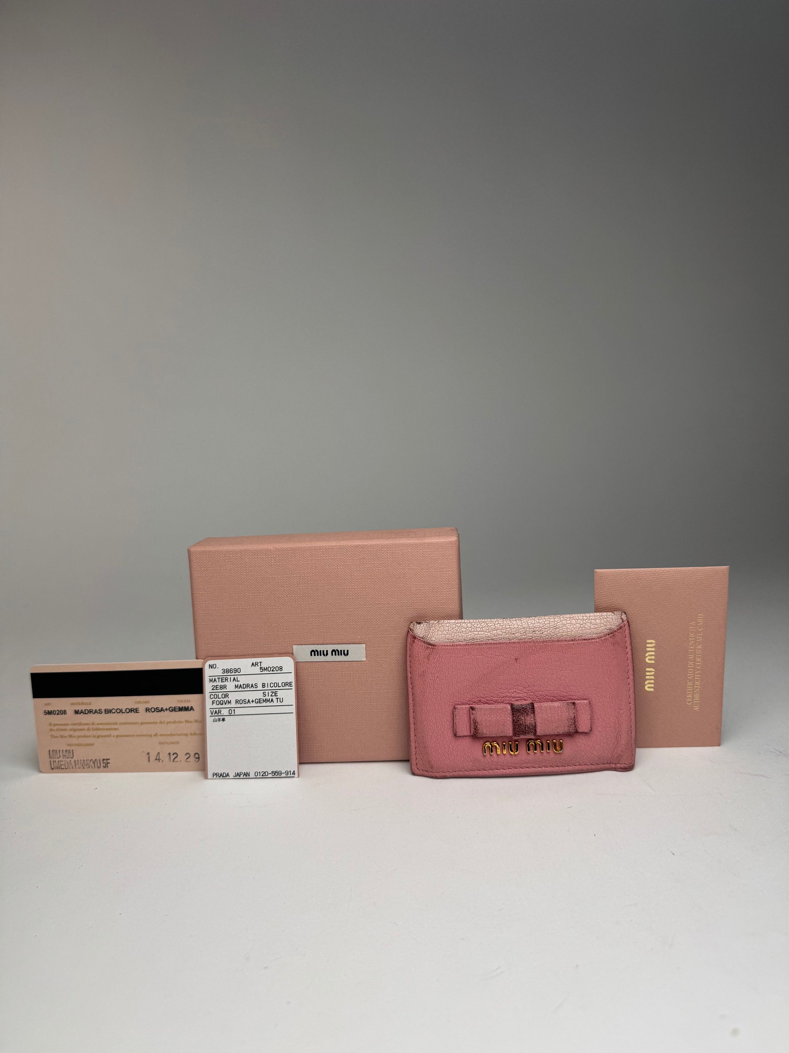 Miu Miu Vintage Leather Card Holder Pink Size ONE SIZE - 2 Thumbnail