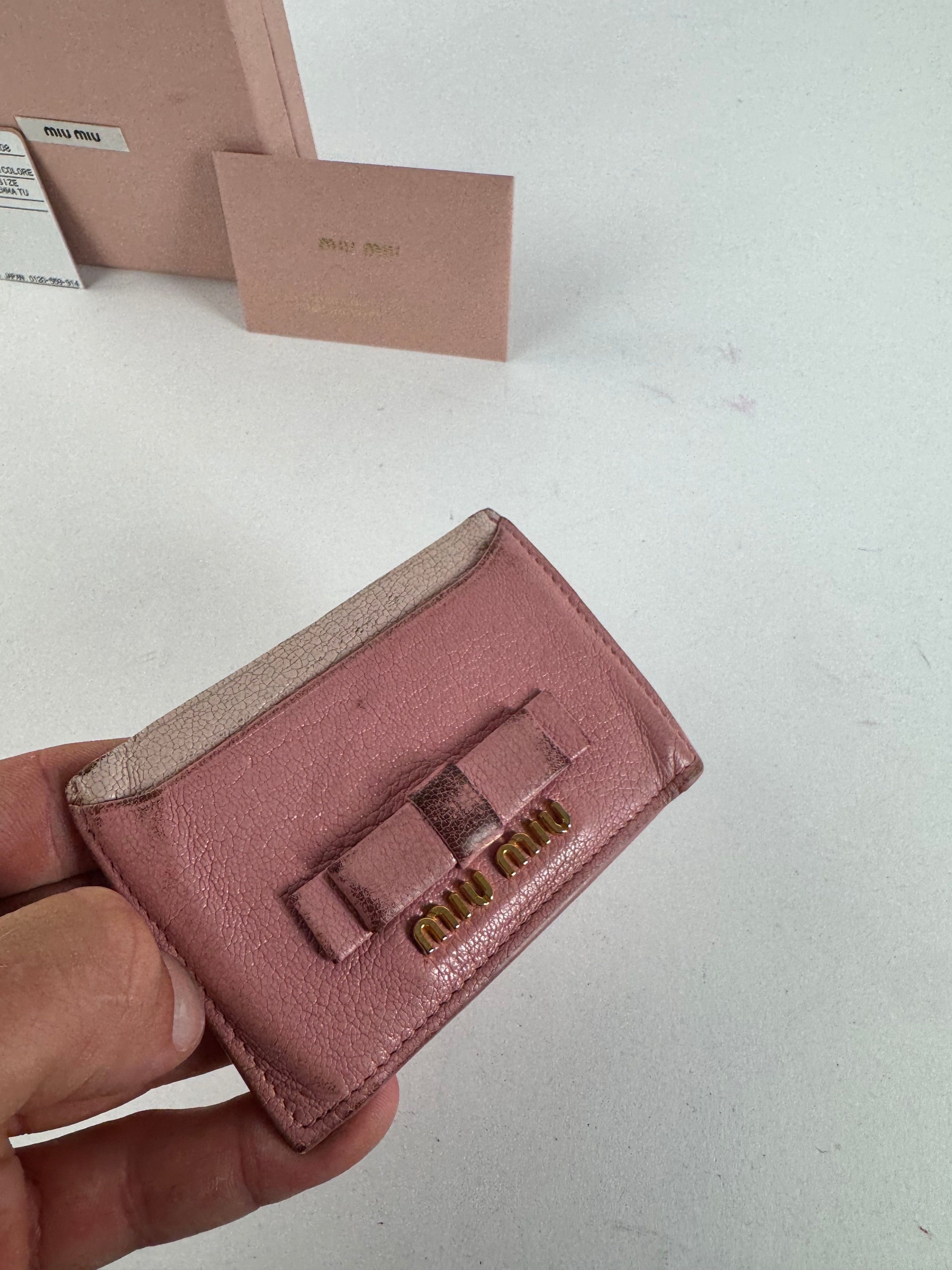 Miu Miu Vintage Leather Card Holder Pink Size ONE SIZE - 6 Thumbnail