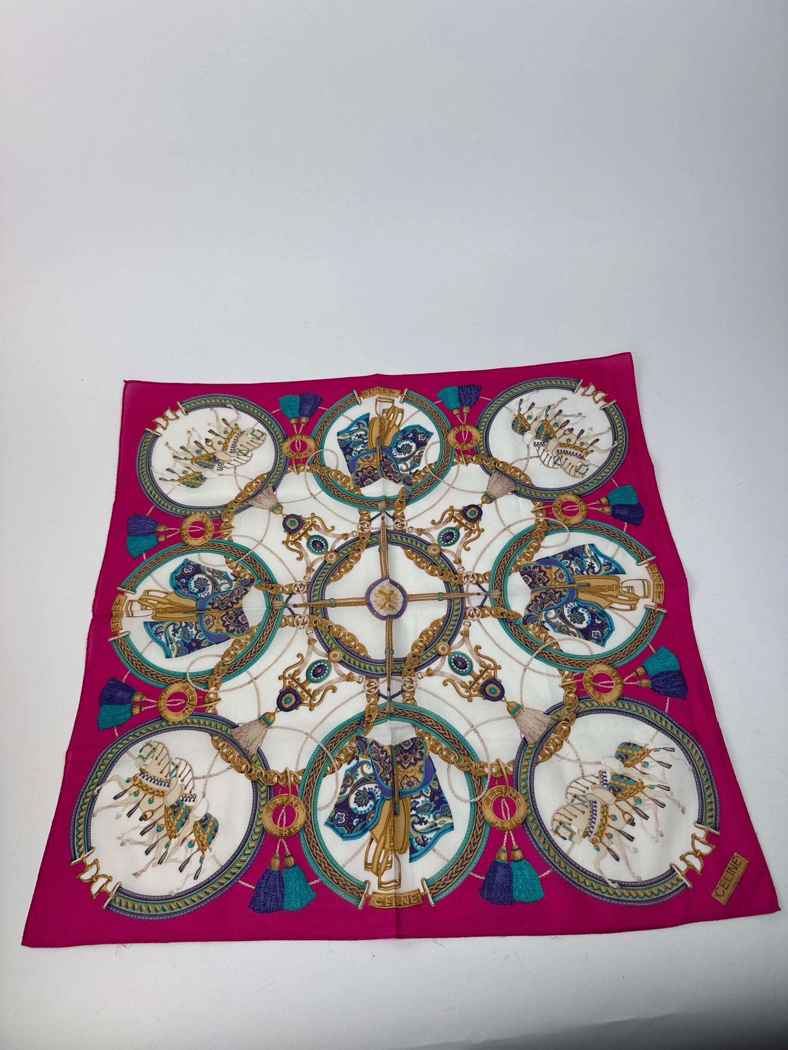 Celine Vintage Baroque Scarf red Size ONE SIZE - 3 Thumbnail