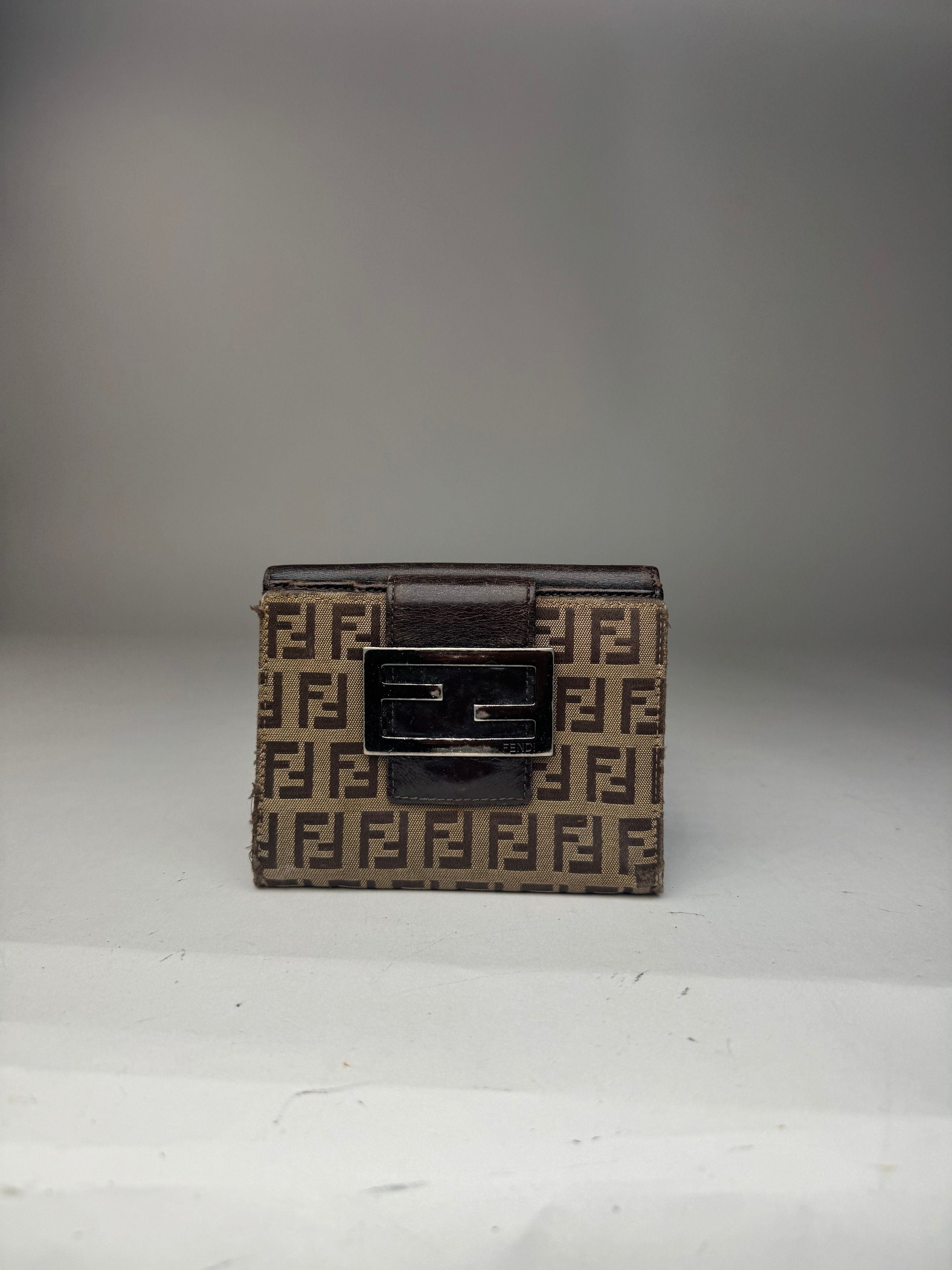 Fendi Vintage Monogram Leather Wallet Brown Size ONE SIZE - 4 Thumbnail
