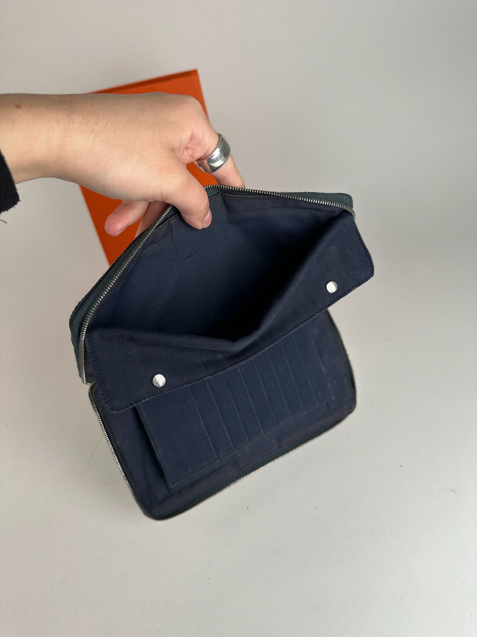 Other Vintage Hermes Canvas Wallet Navy Size ONE SIZE - 4 Thumbnail