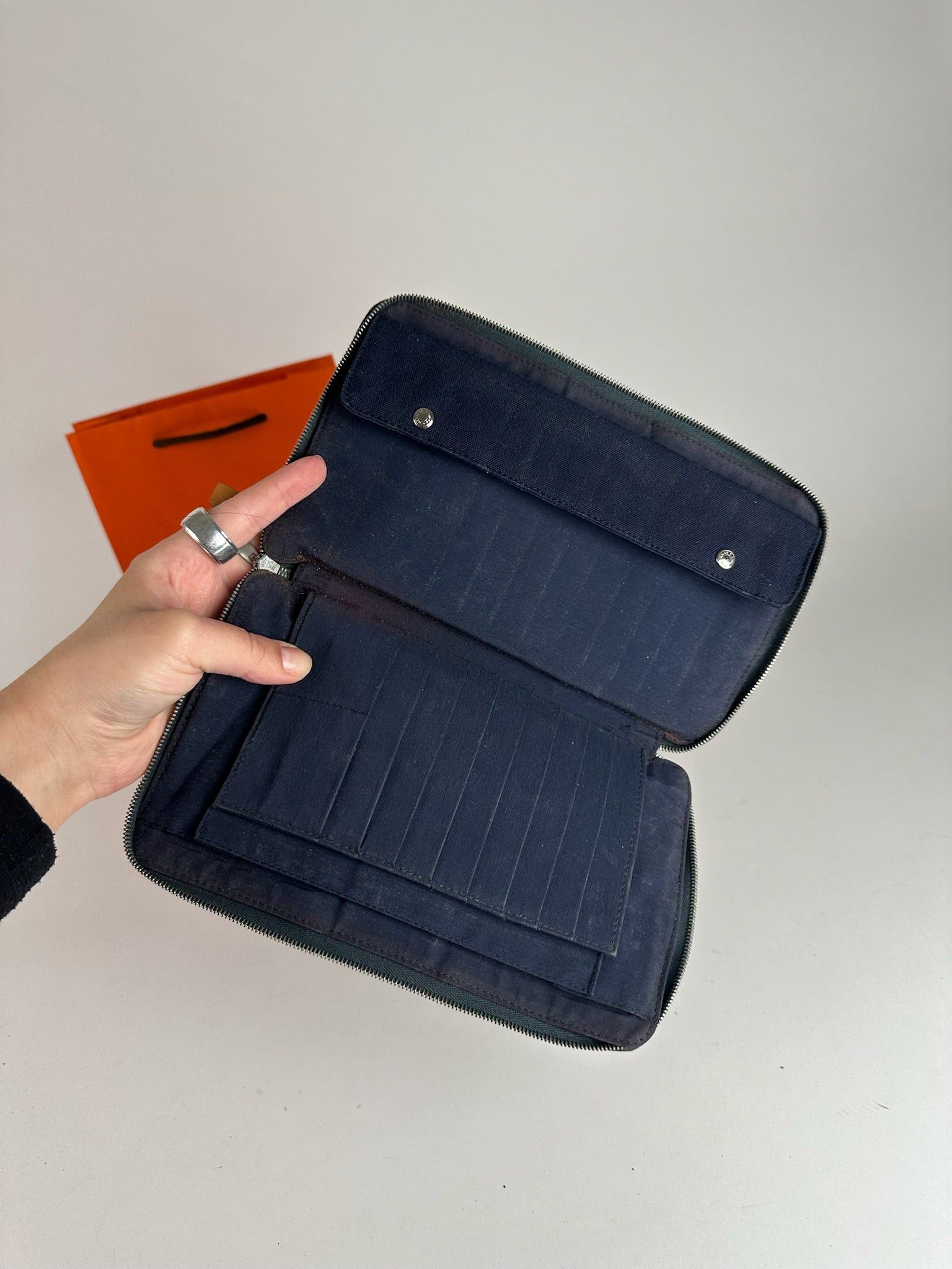 Other Vintage Hermes Canvas Wallet Navy Size ONE SIZE - 5 Thumbnail